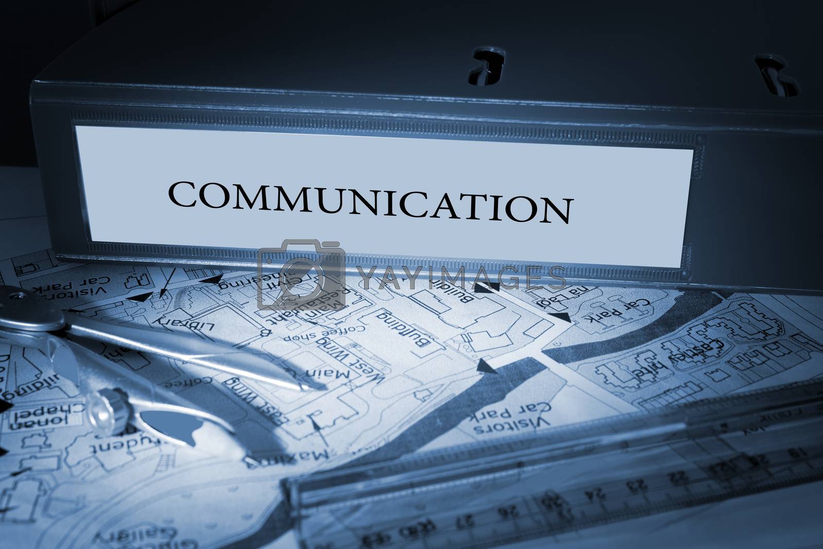 Royalty free image of Communication on blue business binder  by Wavebreakmedia