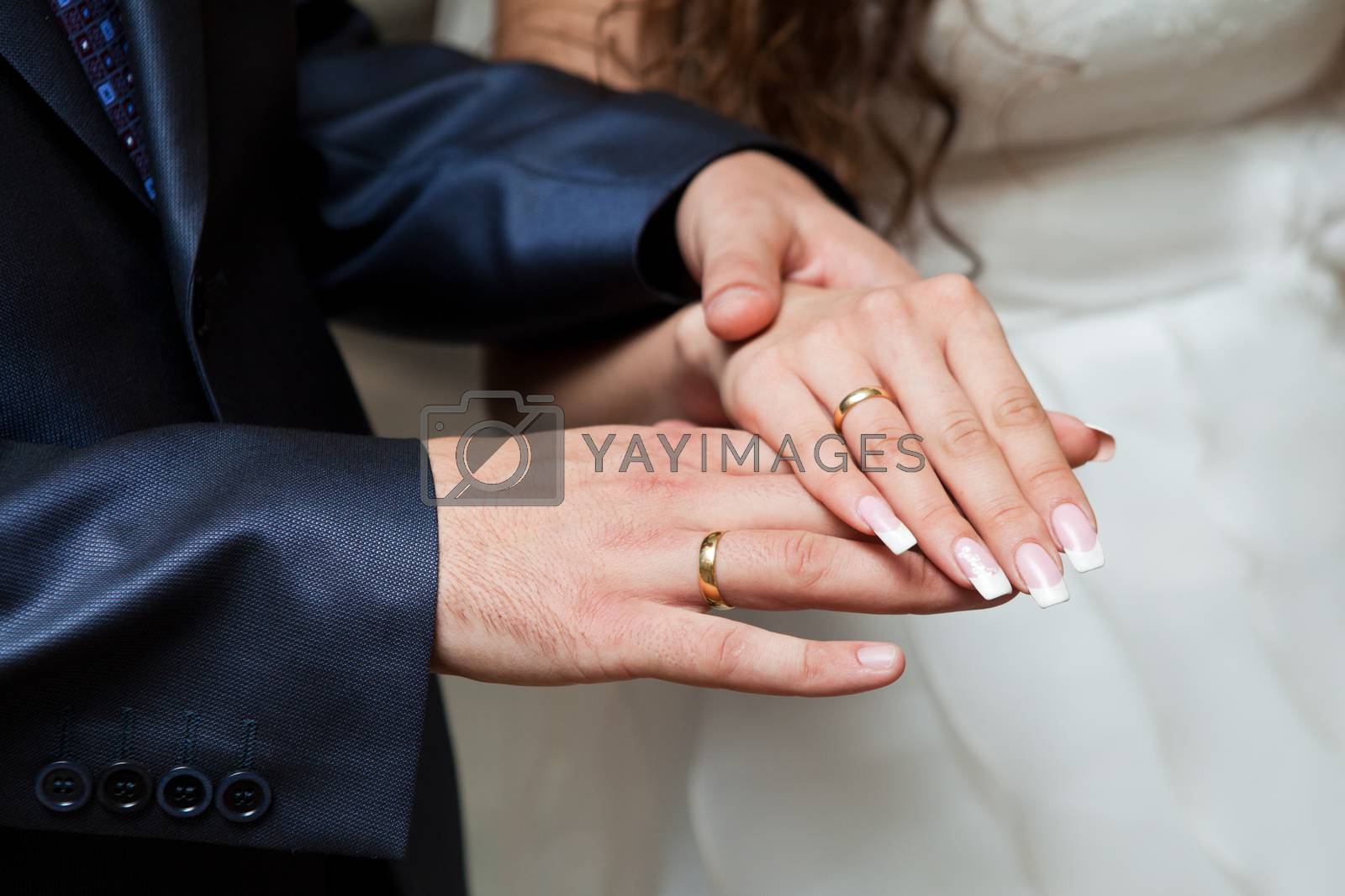 Royalty free image of hands with wedding rings by vsurkov