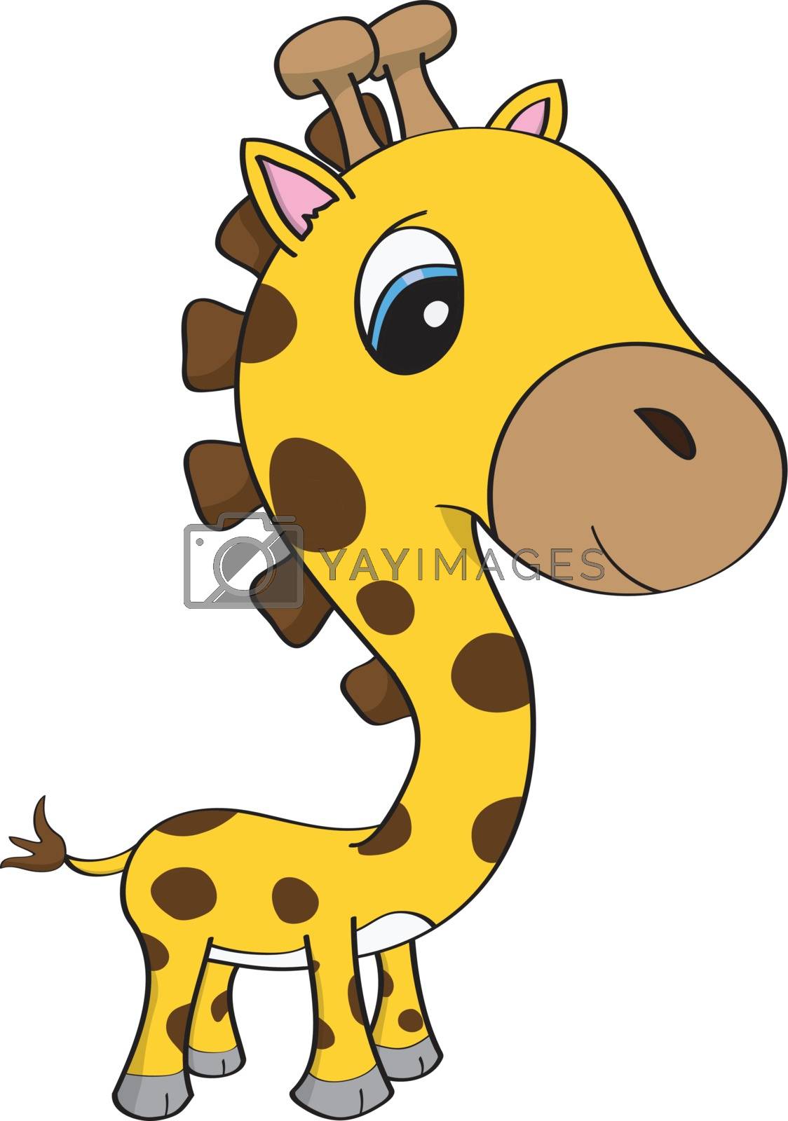 Royalty Free Vector | Cute cartoon baby giraffe with big blue eyes by  mischoko