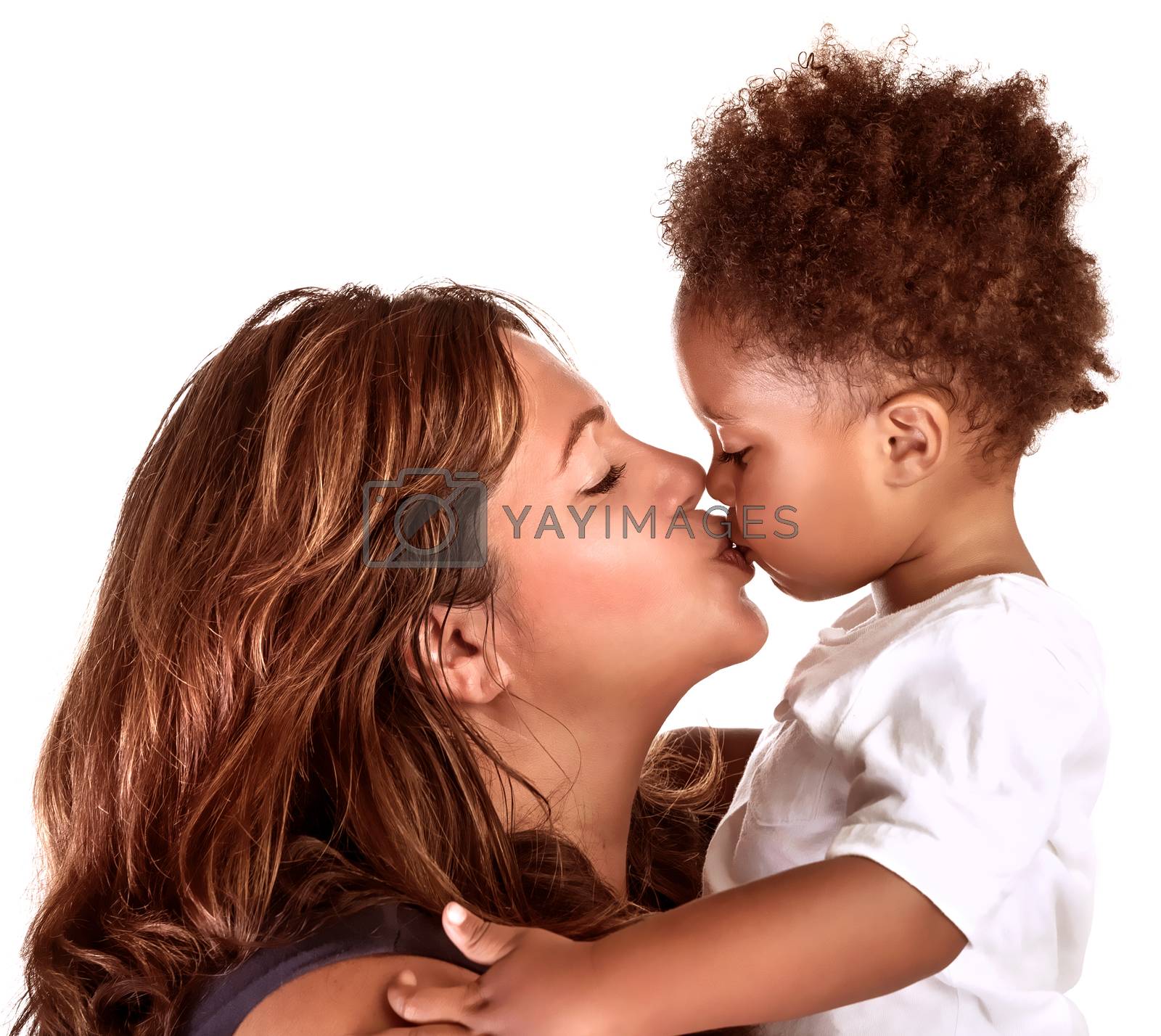 Royalty free image of Cheerful mother kissing baby by Anna_Omelchenko