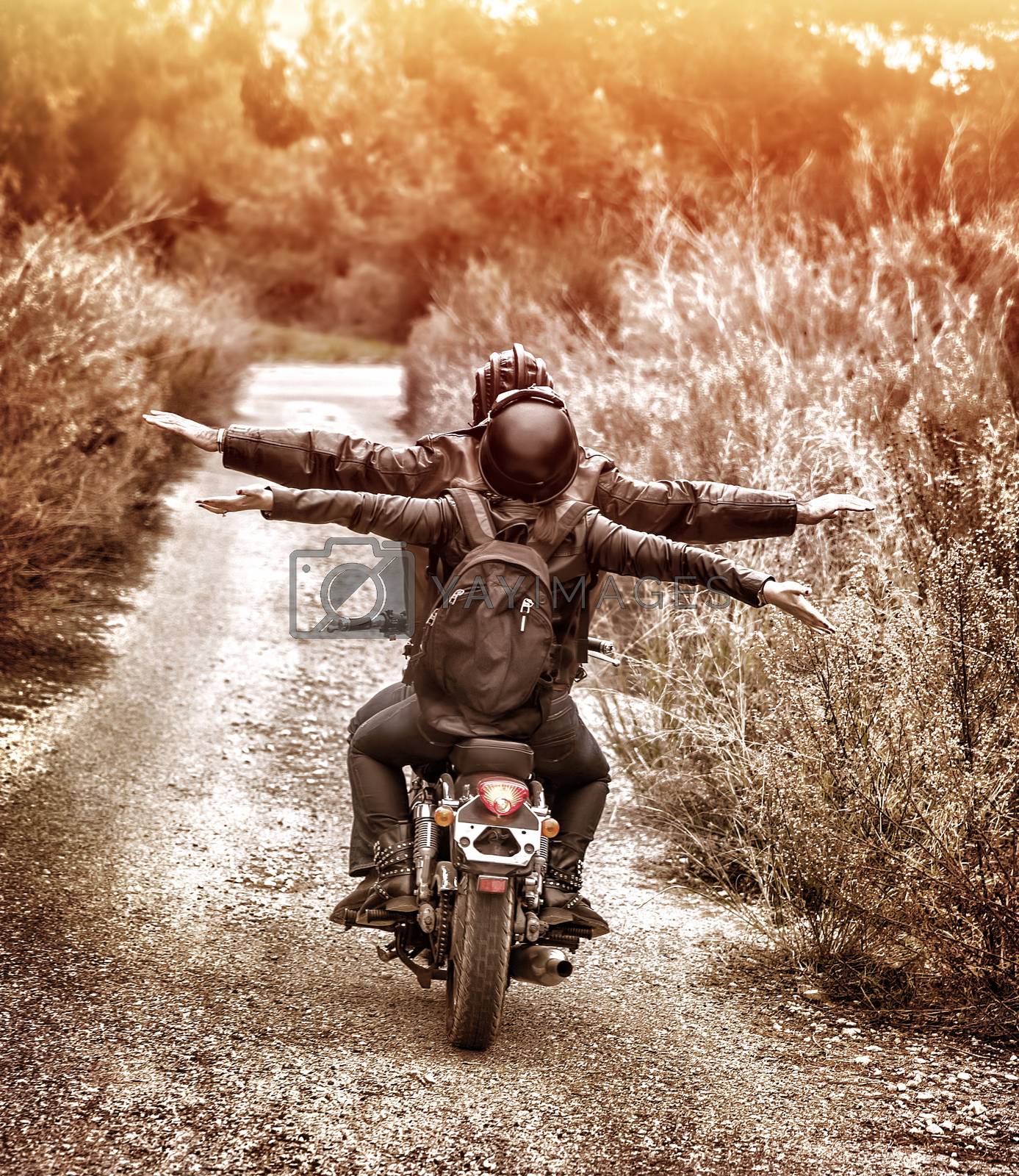 Royalty free image of Riding on motorbike with pleasure by Anna_Omelchenko