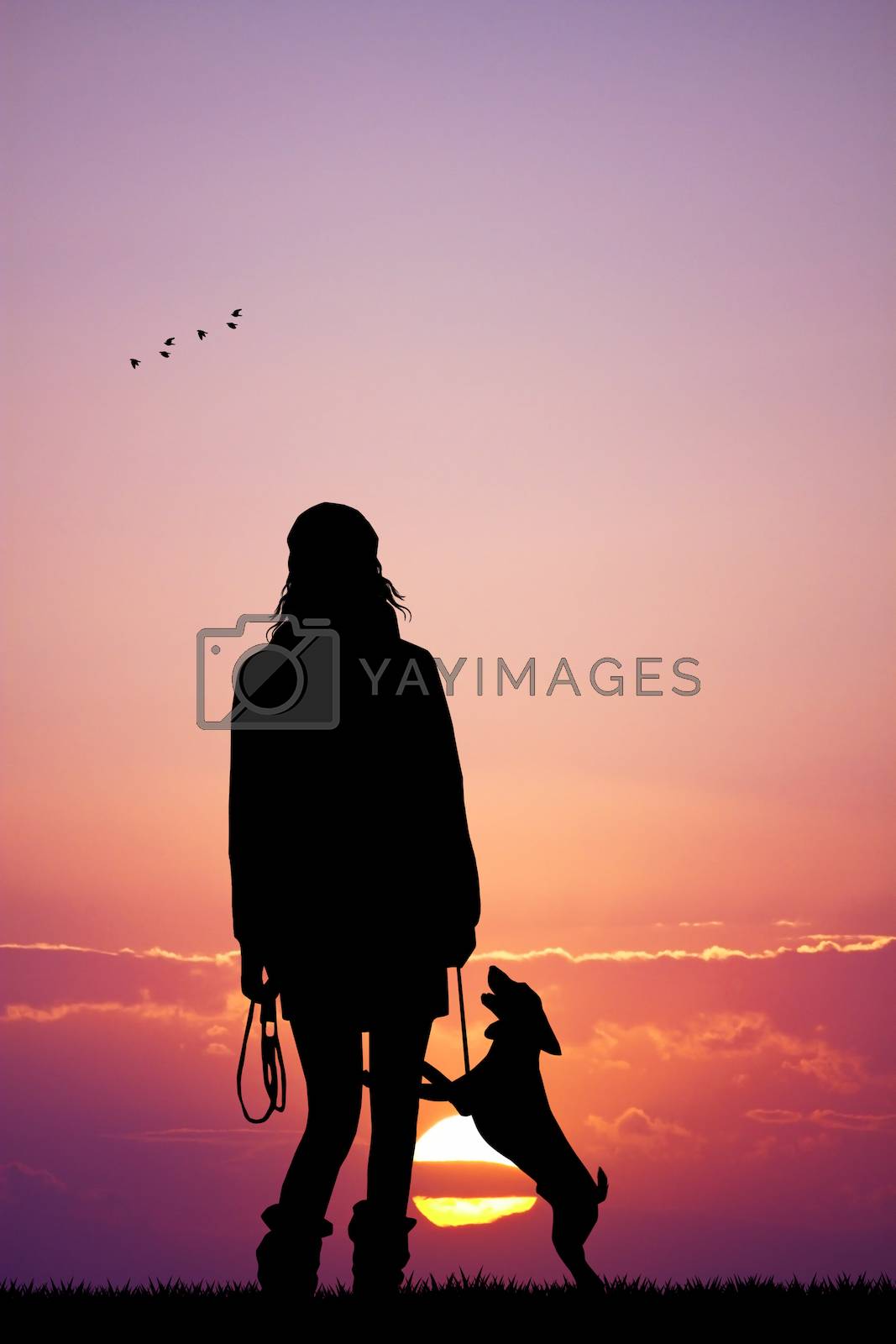 Royalty free image of girl and dog by adrenalina