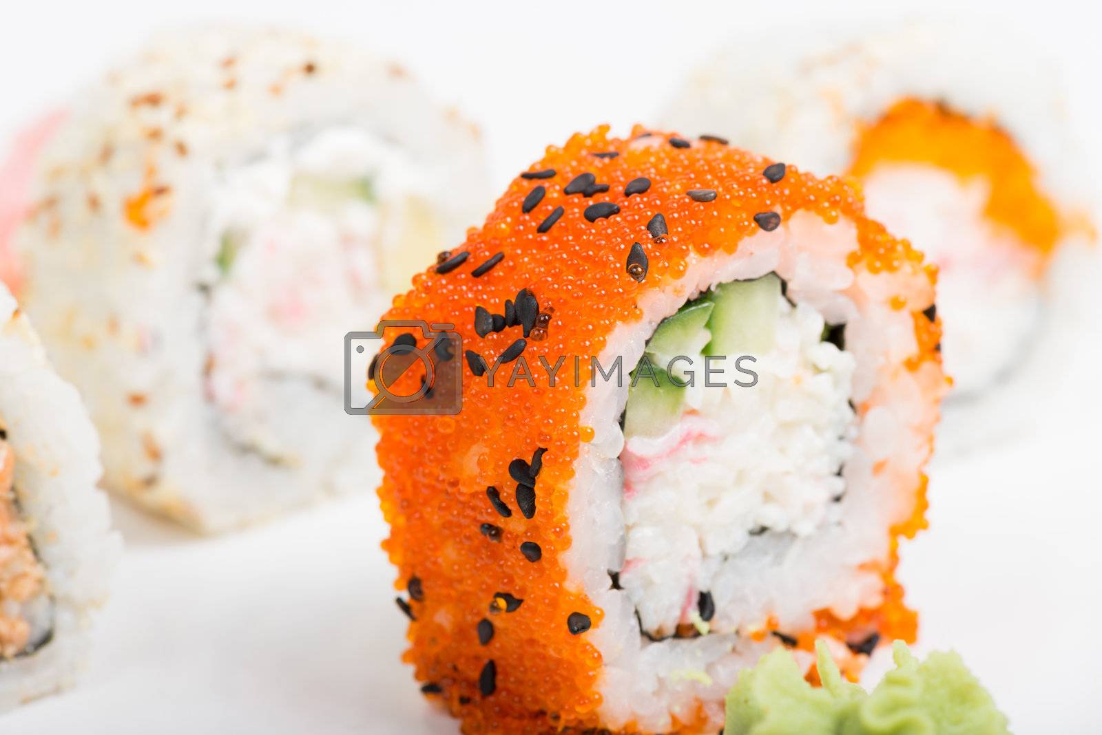 Royalty free image of Macro shot of sushi by anytka