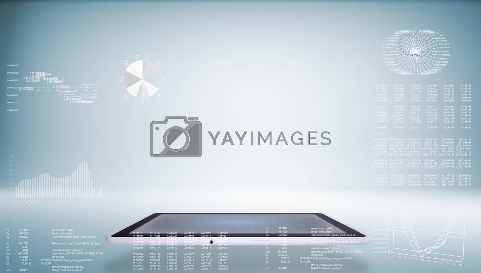 Royalty free image of Tablet pc and high-tech graphs by cherezoff