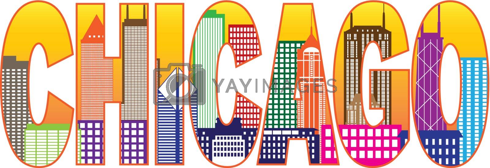 Royalty free image of Chicago City Skyline Color Text Illustration by jpldesigns