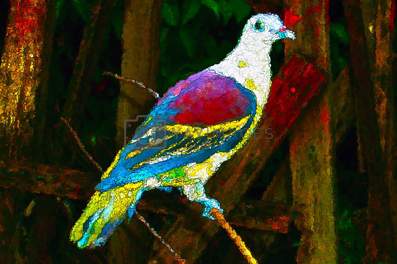 Royalty free image of Colorful bird creative painting style by Nonneljohn