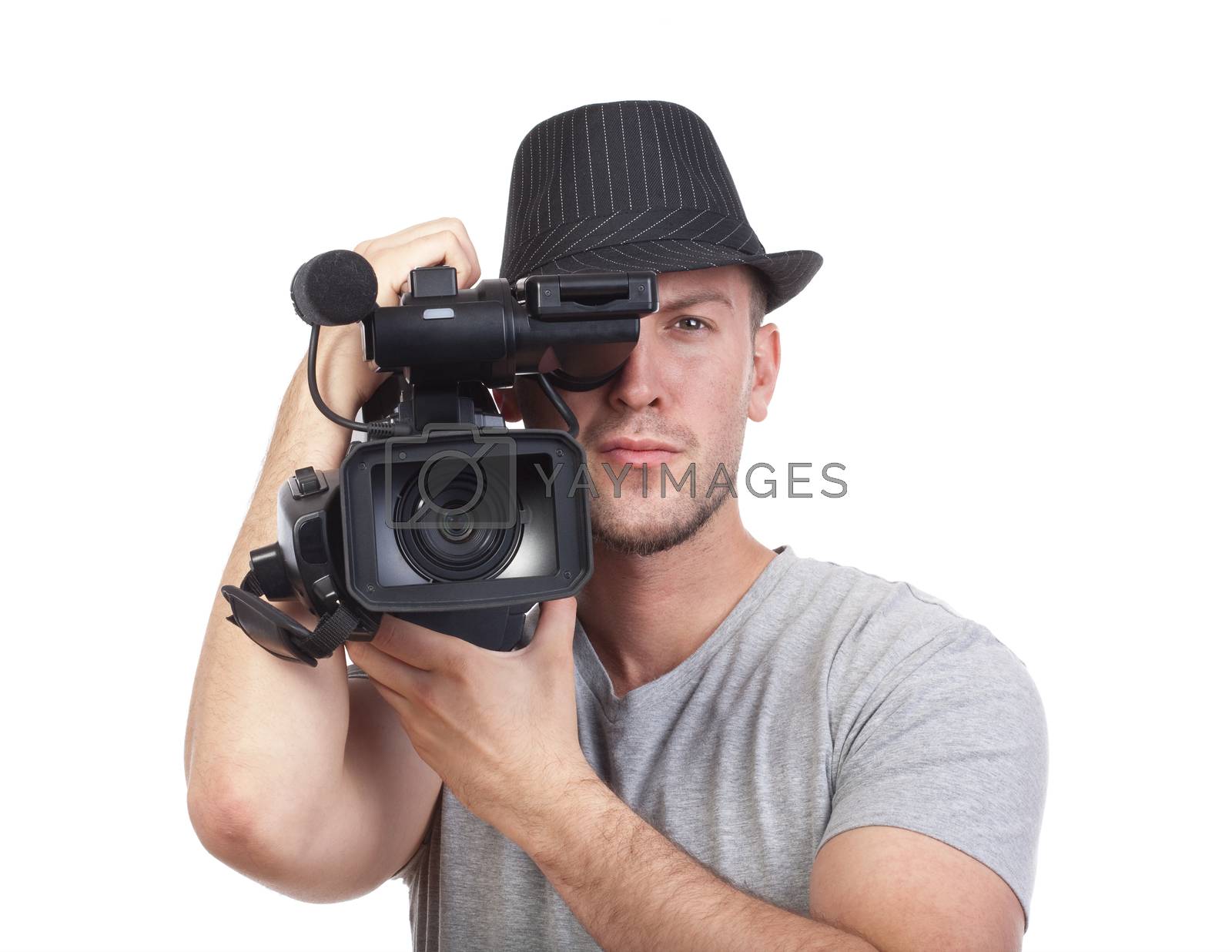 Royalty free image of man with video camera by courtyardpix