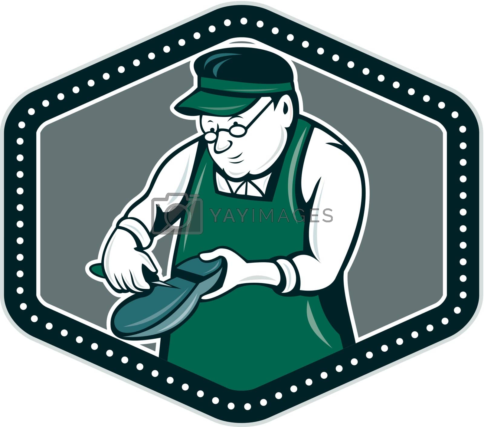 Royalty free image of Shoemaker Cobbler Shield Cartoon by patrimonio