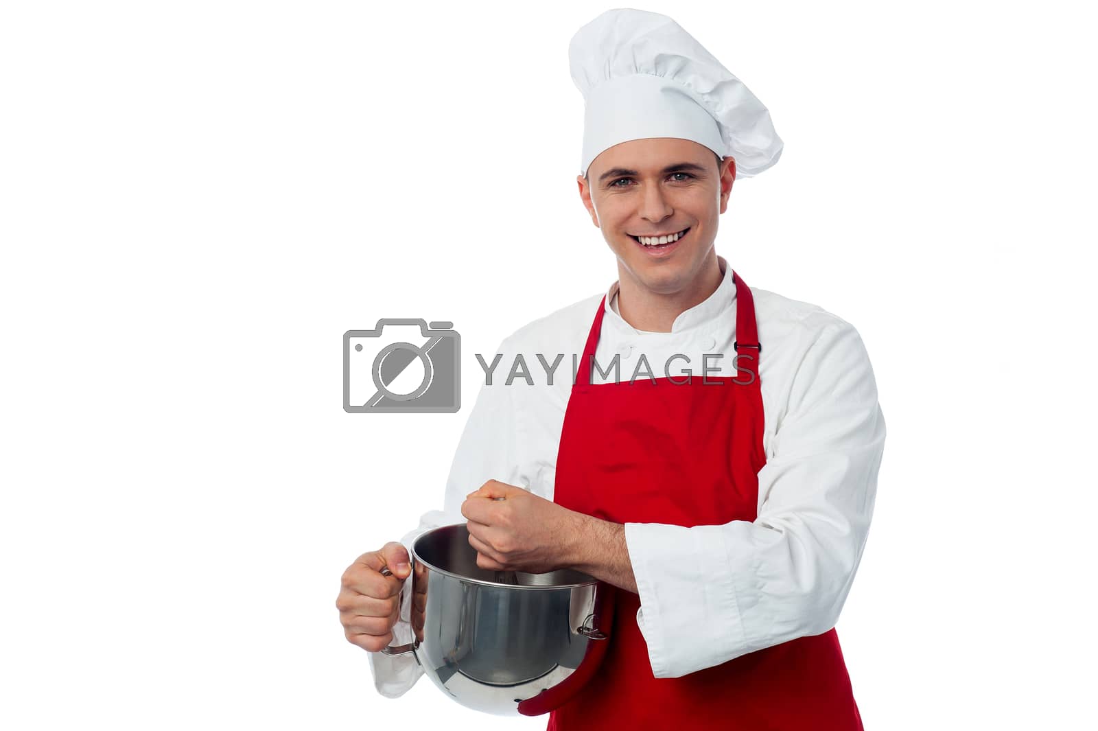 Royalty free image of Chef mixing batter, isolated on white by stockyimages