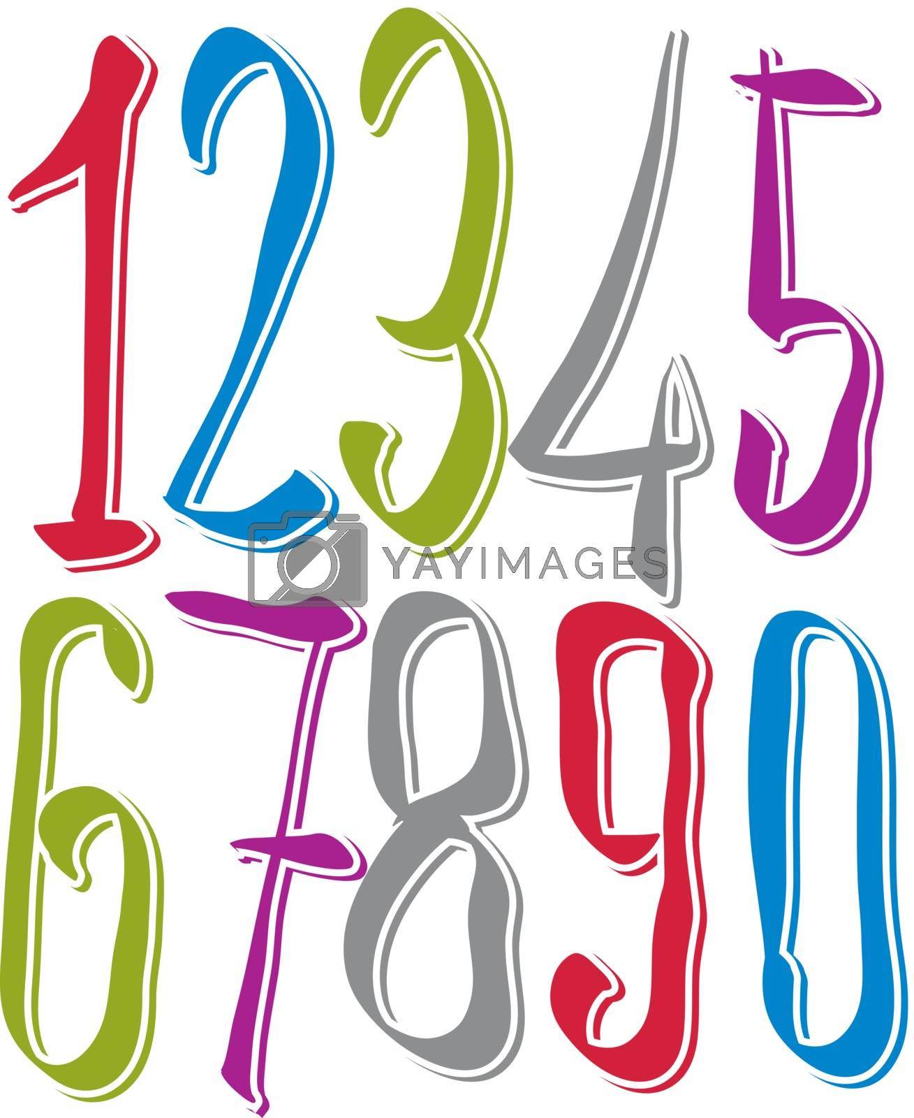 Royalty free image of Calligraphic numbers, vector numeration. by Sylverarts