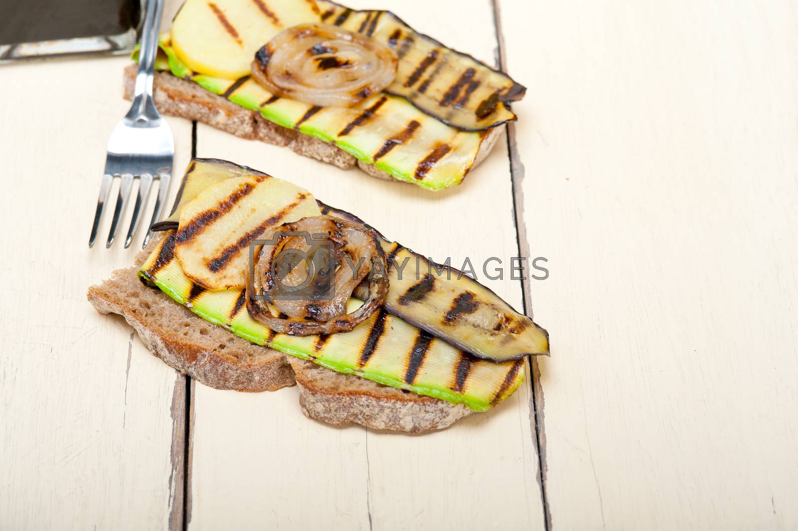 Royalty free image of grilled vegetables on bread by keko64