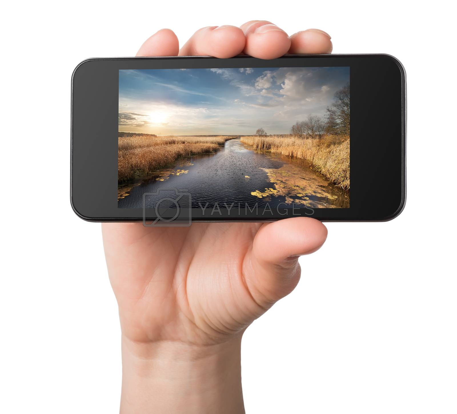 Royalty free image of Landscape in a phone by Givaga