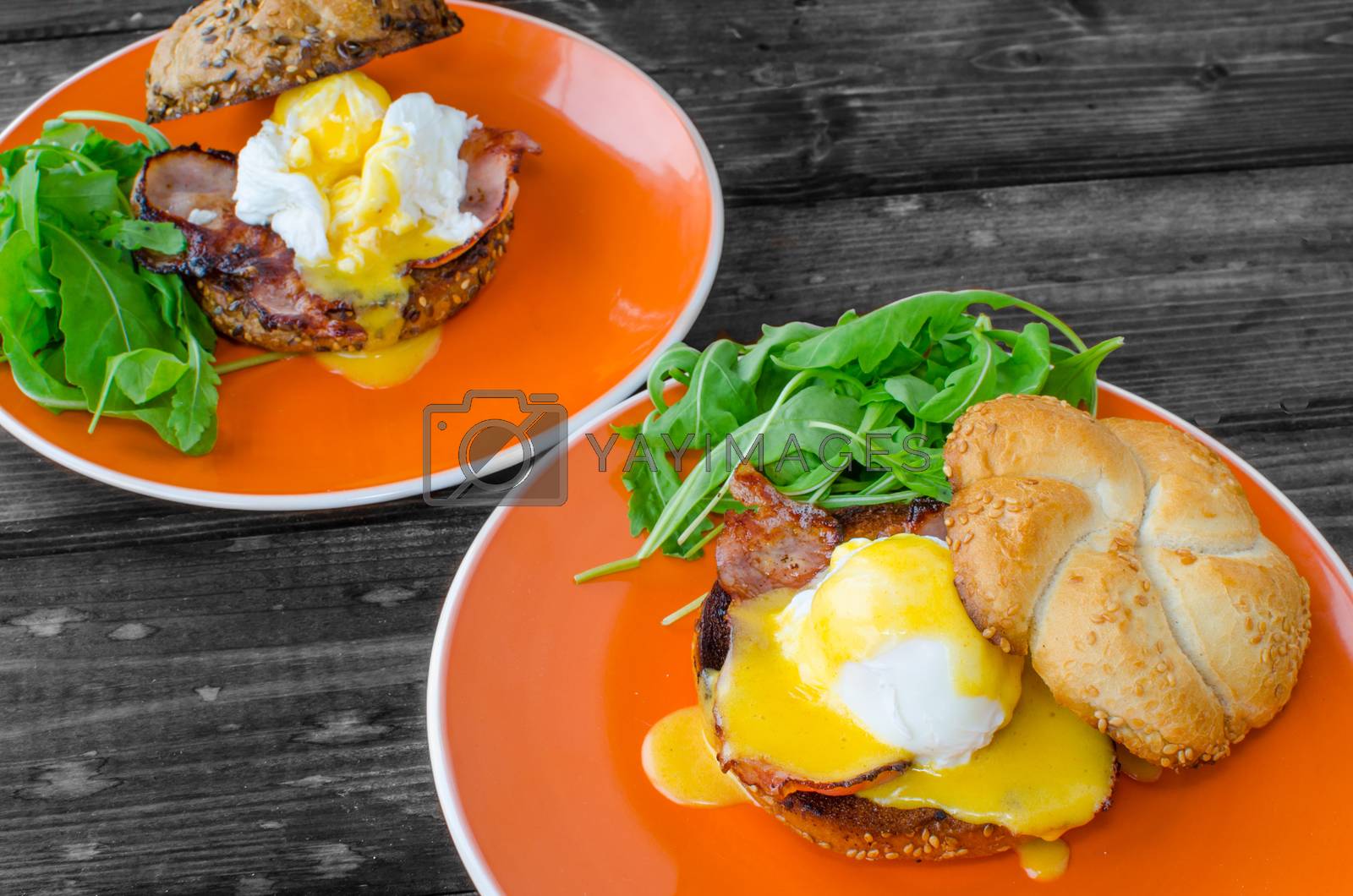 Royalty free image of English muffin with bacon, egg benedict by Peteer