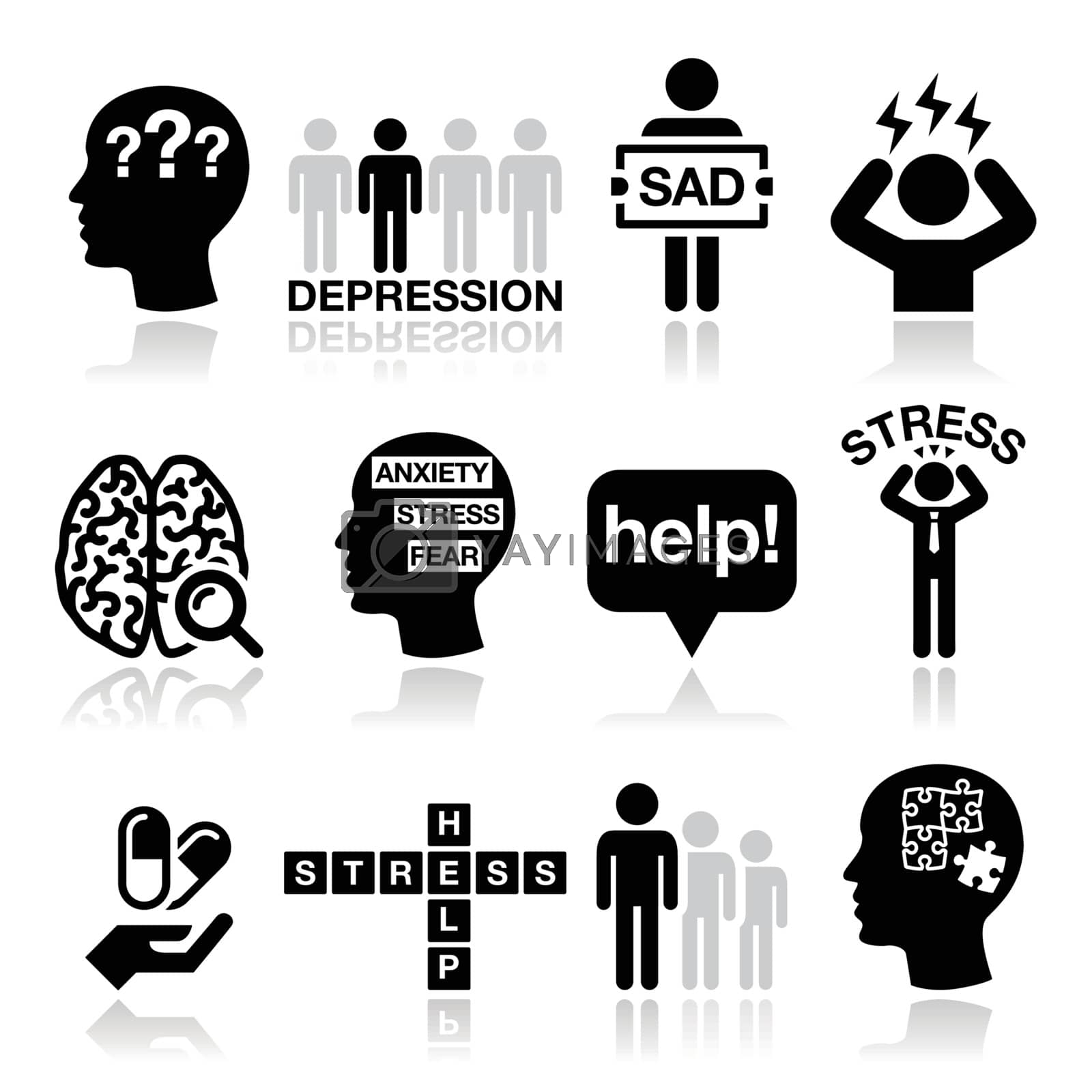 Royalty free image of Depression, stress icons set - mental health concept by RedKoala