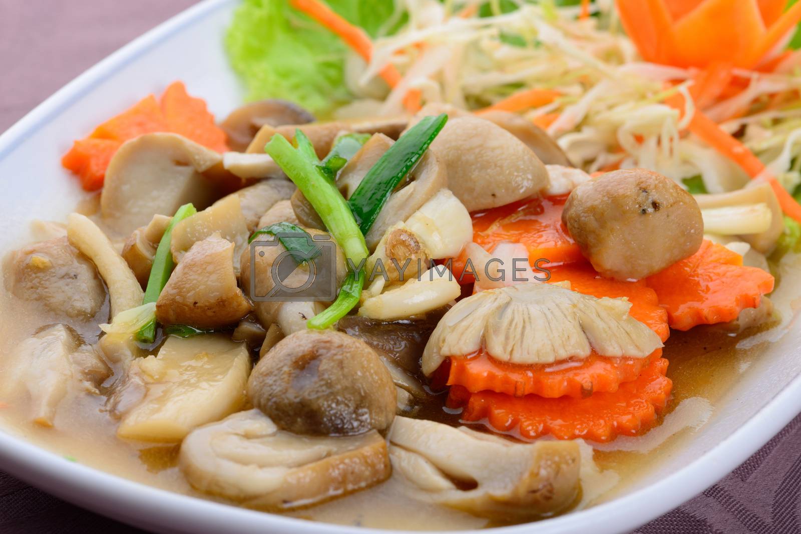 Royalty free image of Fried mushroom in oyster sauce by numskyman