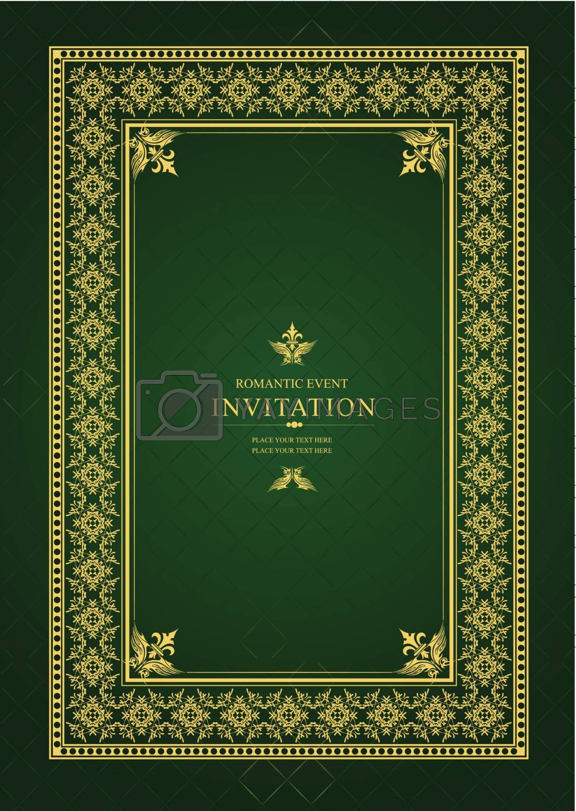 Royalty free image of Gold ornament on deep green background. Can be used as invitatio by leonido