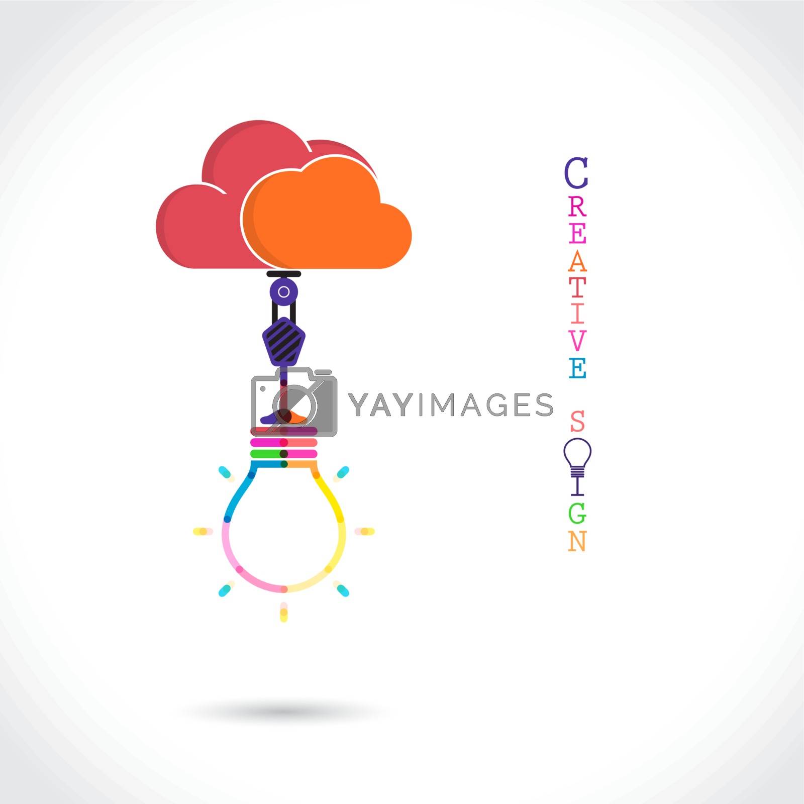 Royalty free image of Flat cloud and creative light bulb sign by chatchai5172