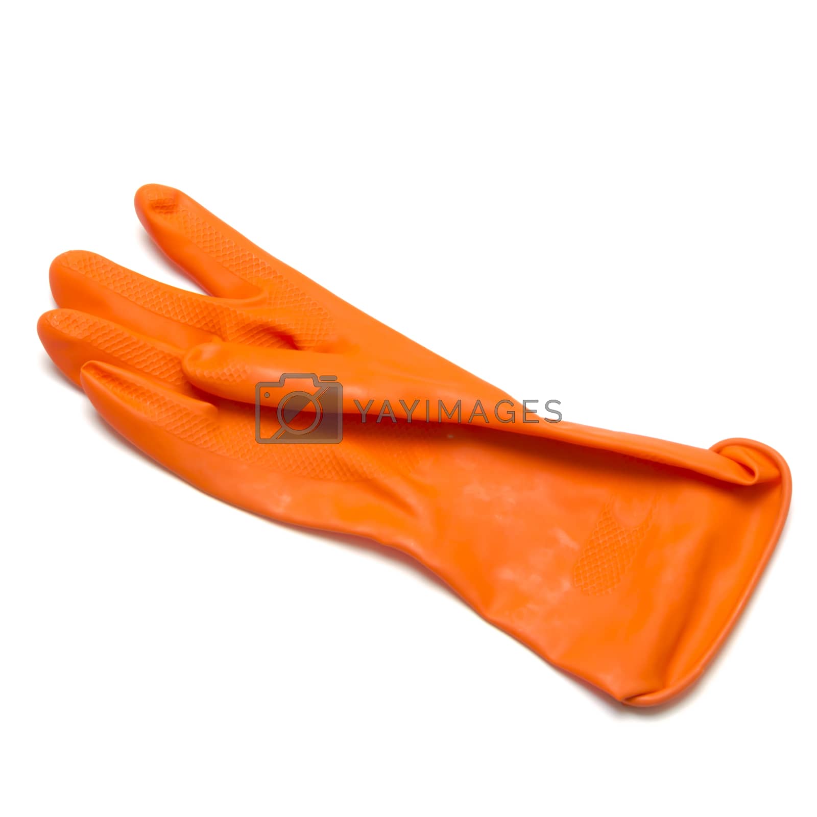 Royalty free image of orange cleaning glove by ammza12