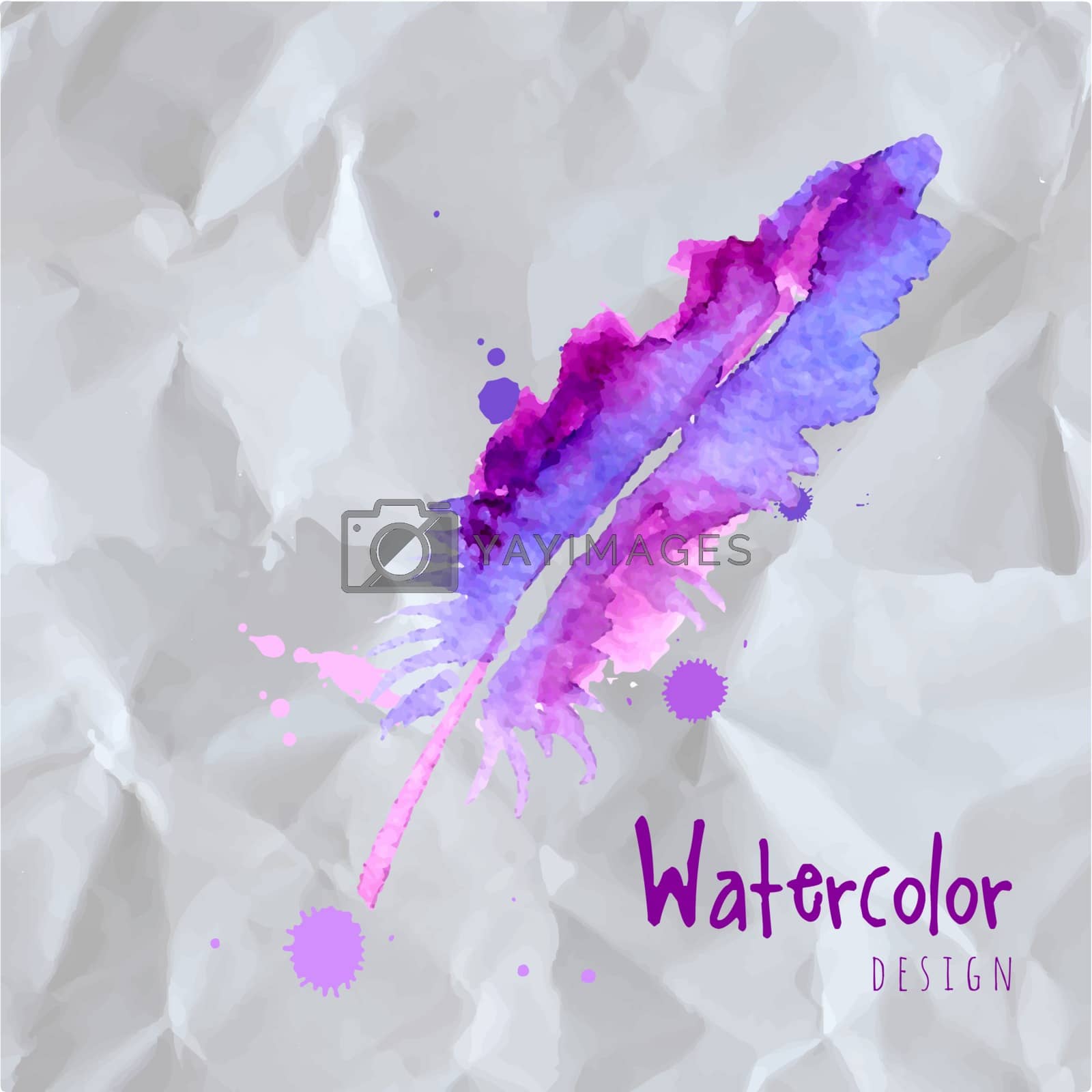 Royalty free image of Feather painted live watercolor paint  by Rasveta