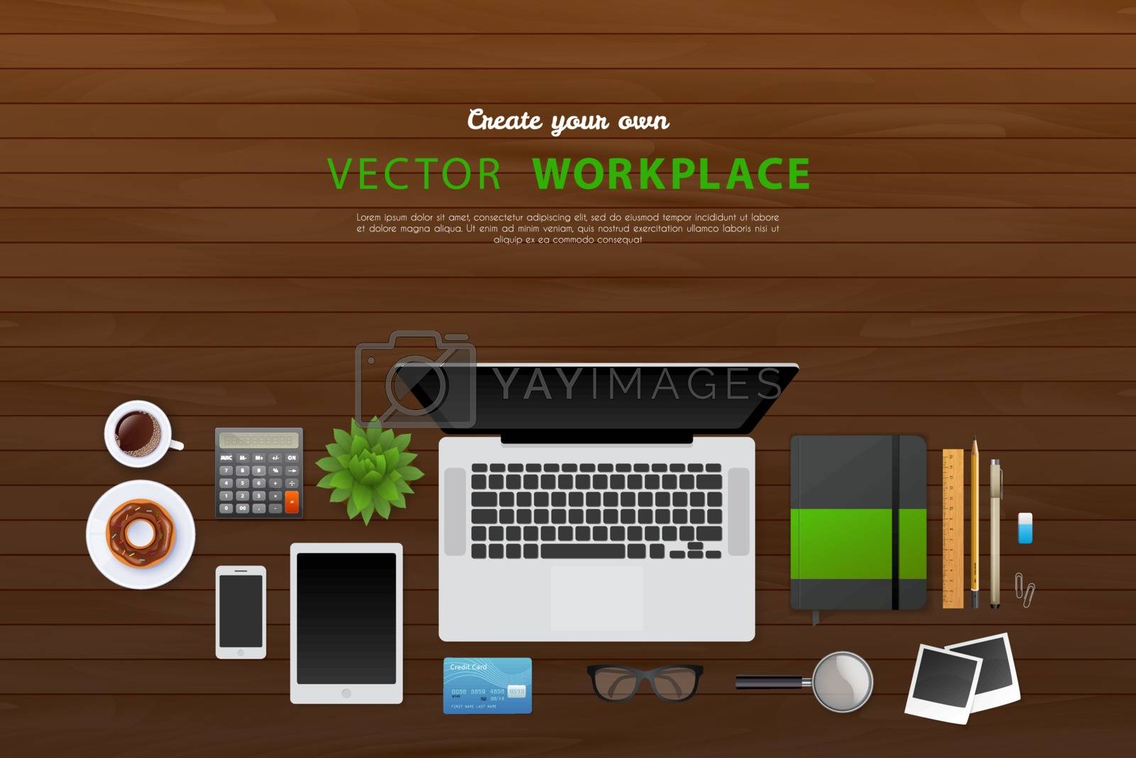 Royalty free image of Workplace with isolated objects by SonneOn