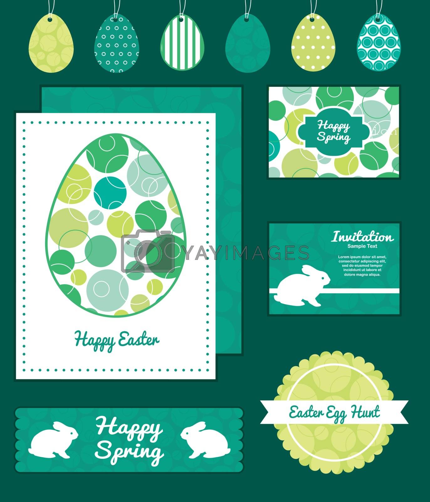 Royalty free image of Vector abstract green circles set of Easter cards, labels, tags  by Oksancia