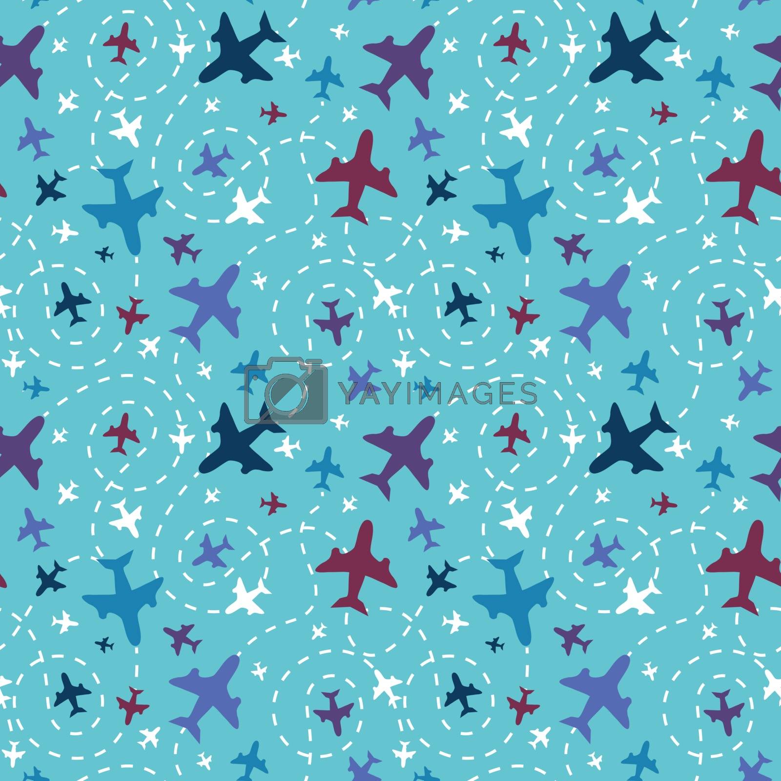 Royalty free image of Airplanes in the sky seamless pattern background by Oksancia