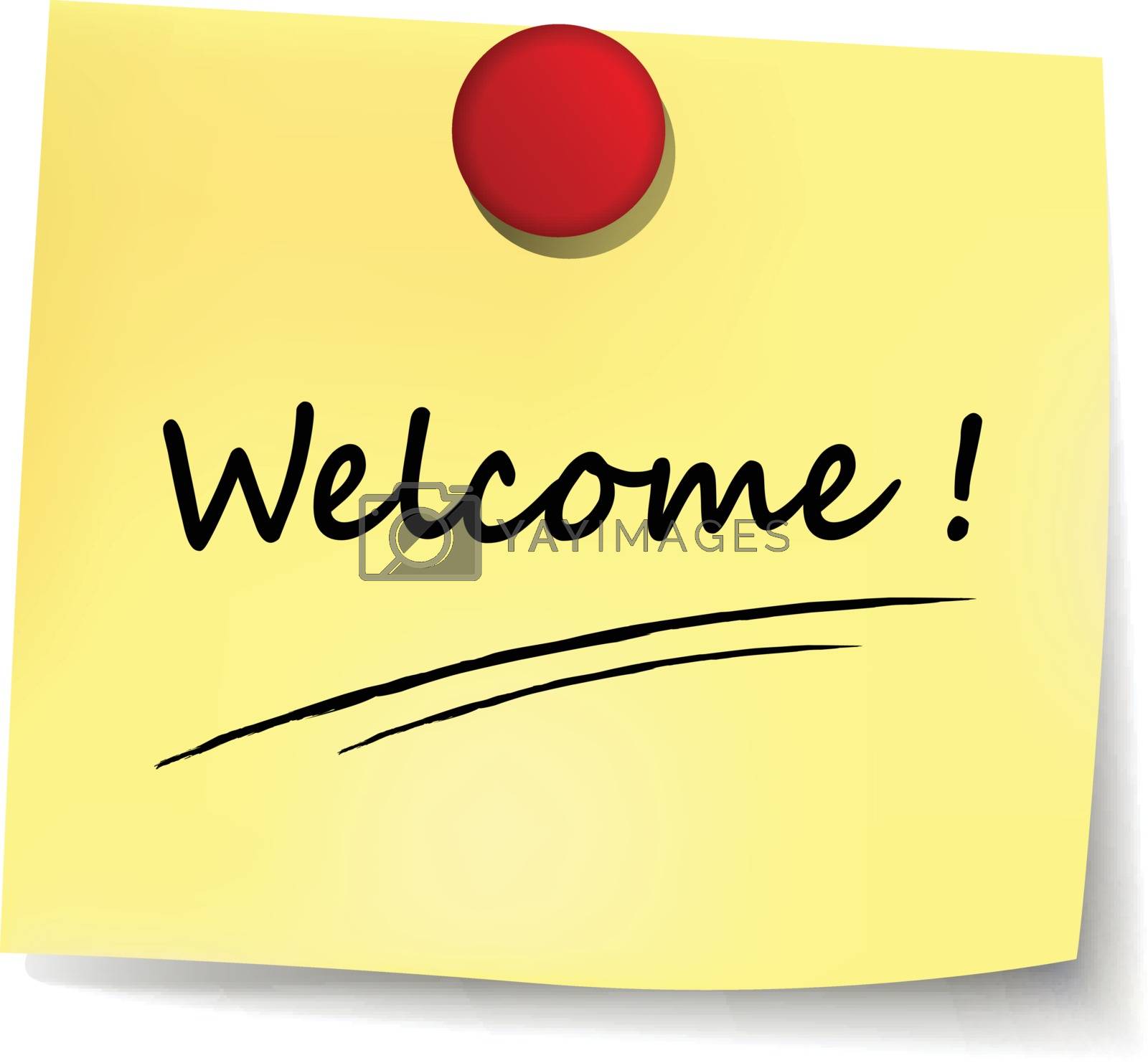 Royalty free image of welcome yellow note by nickylarson974