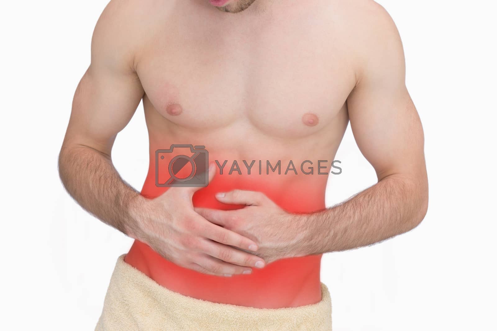Royalty free image of Midsection of man with stomach ache by Wavebreakmedia