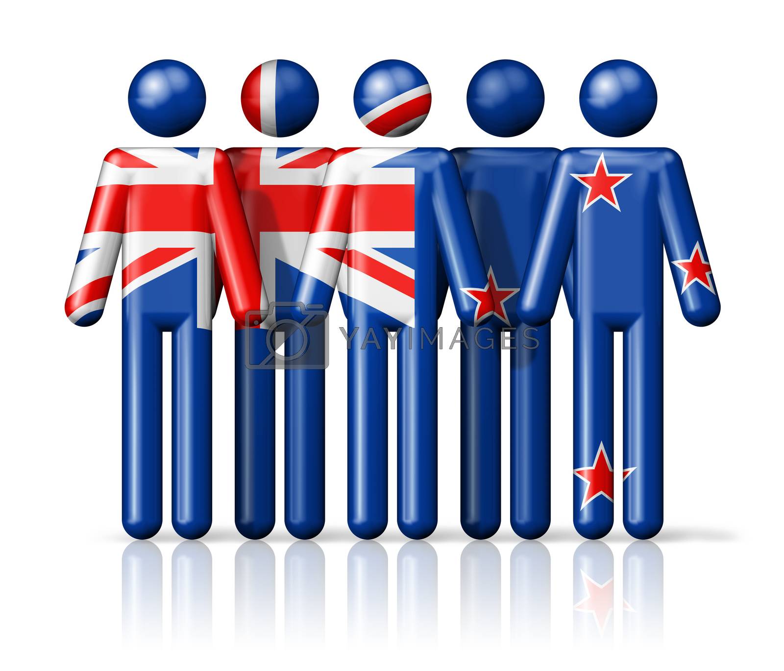 Royalty free image of Flag of New Zealand on stick figure by daboost