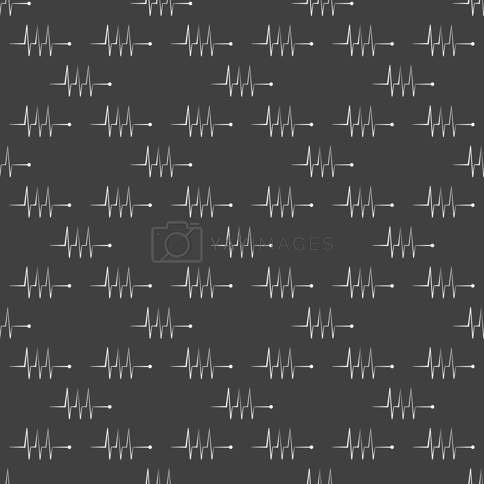 Royalty free image of heart rhythm web icon. flat design. Seamless gray pattern. by serhii_lohvyniuk