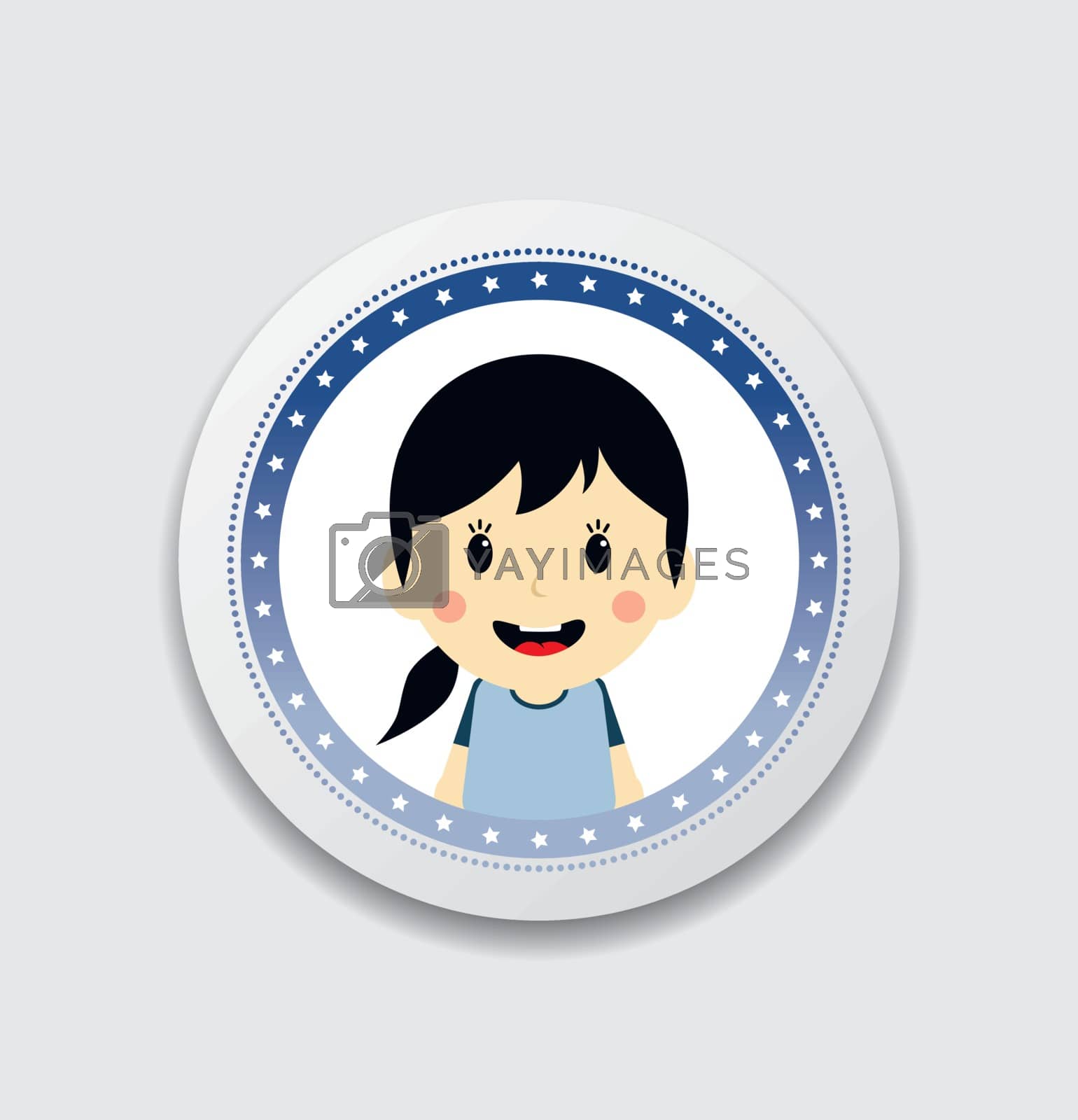 Royalty free image of cute girl cartoon character label by vector1st