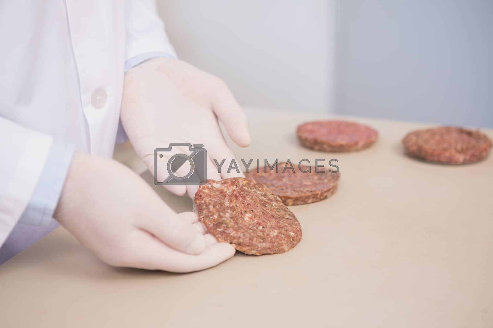 Royalty free image of Scientist examining beefsteak  by Wavebreakmedia