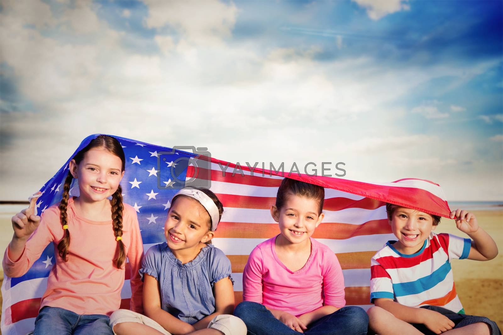 Royalty free image of Composite image of children with american flag by Wavebreakmedia