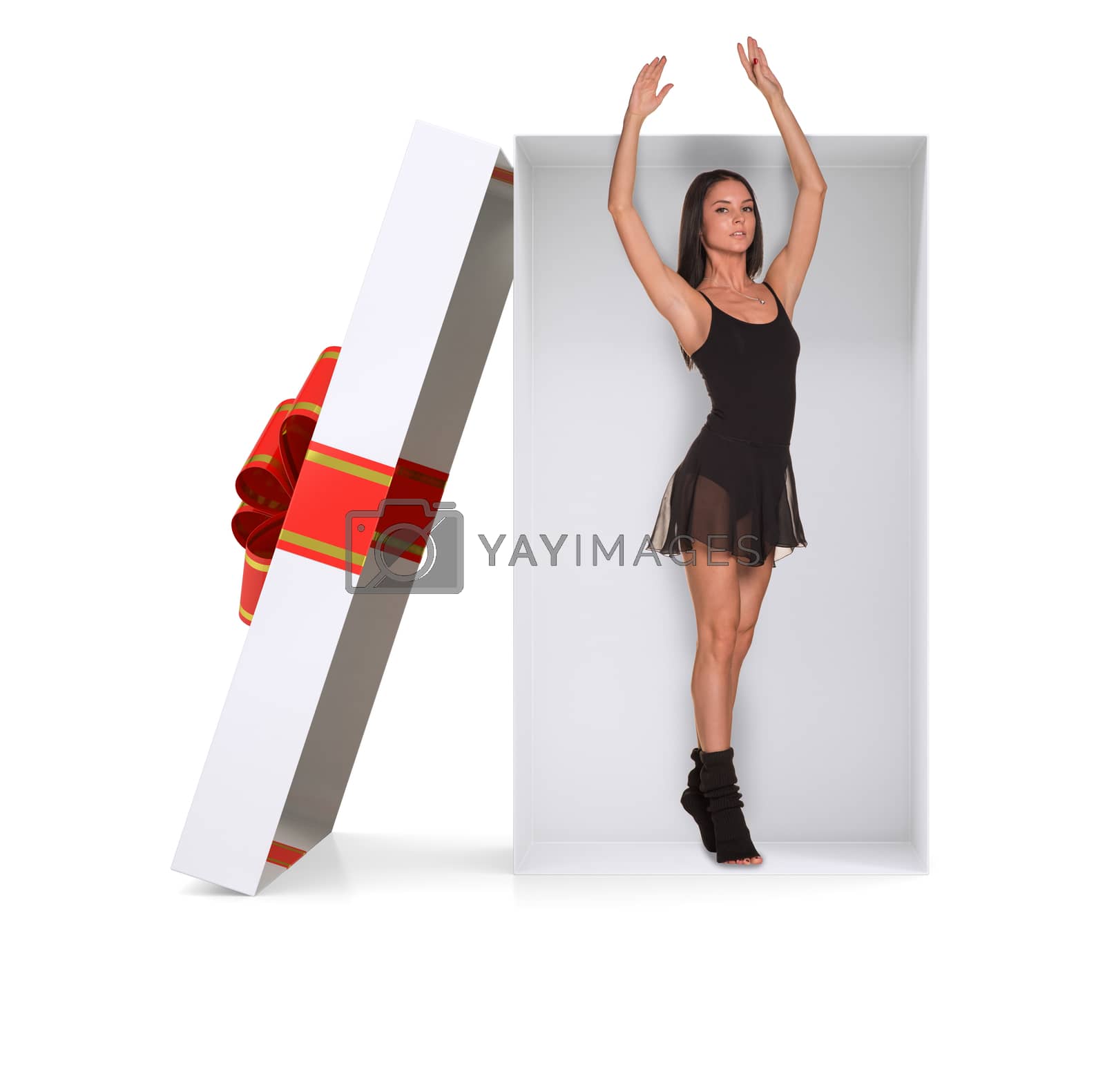 Royalty free image of Ballerina in gift box on white by cherezoff