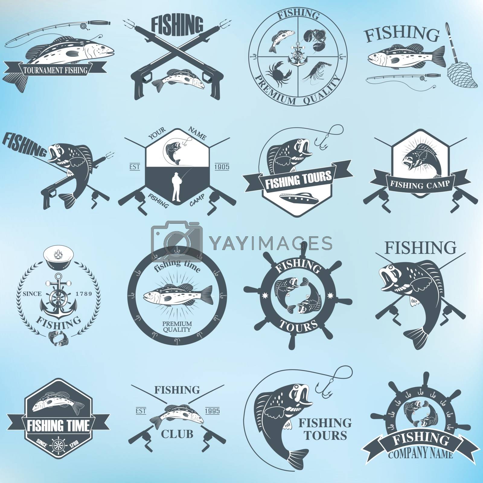 Royalty free image of Set of vintage fishing labels, badges and design elements by yuri2015