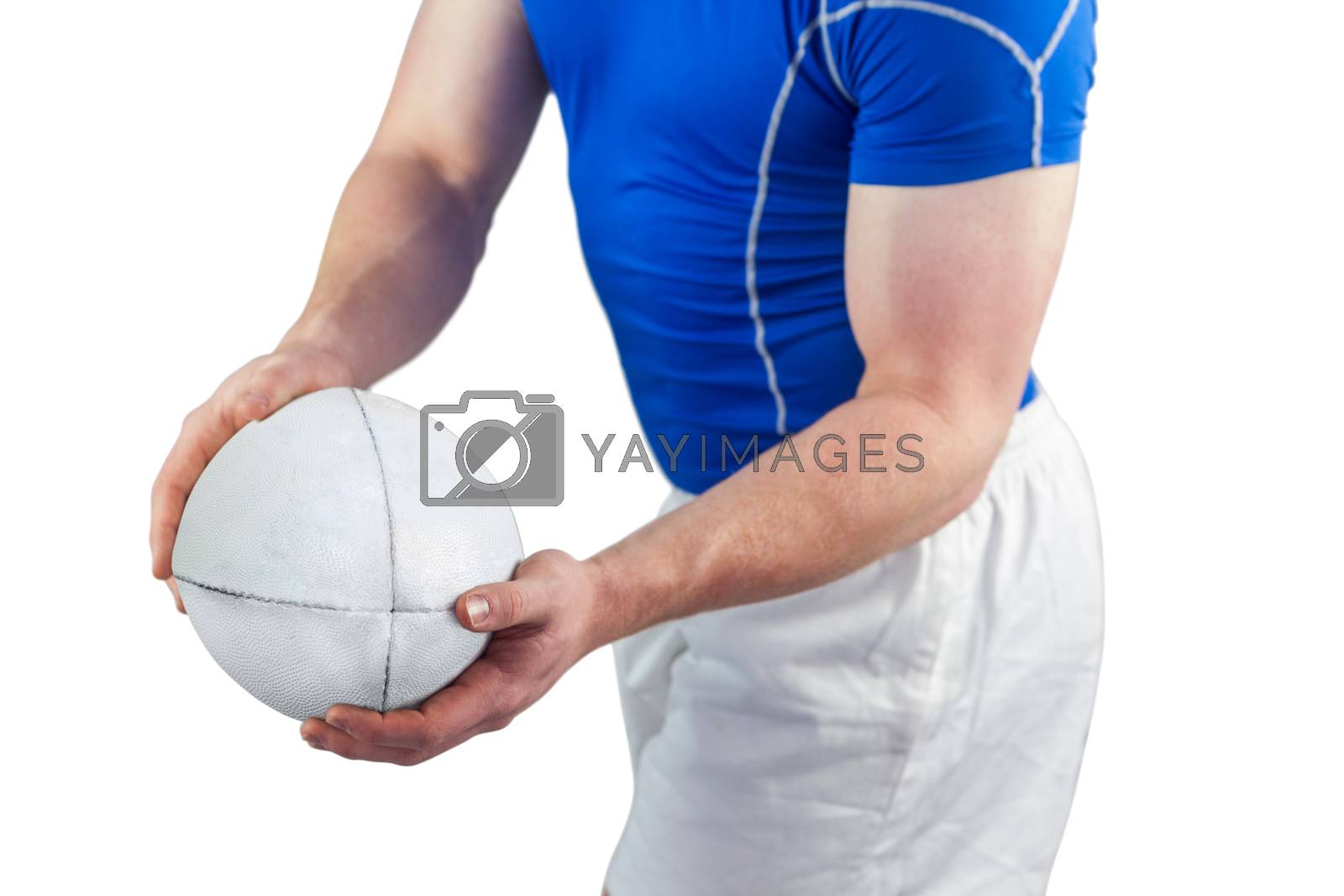 Royalty free image of Rugby player about to throw the rugby ball by Wavebreakmedia