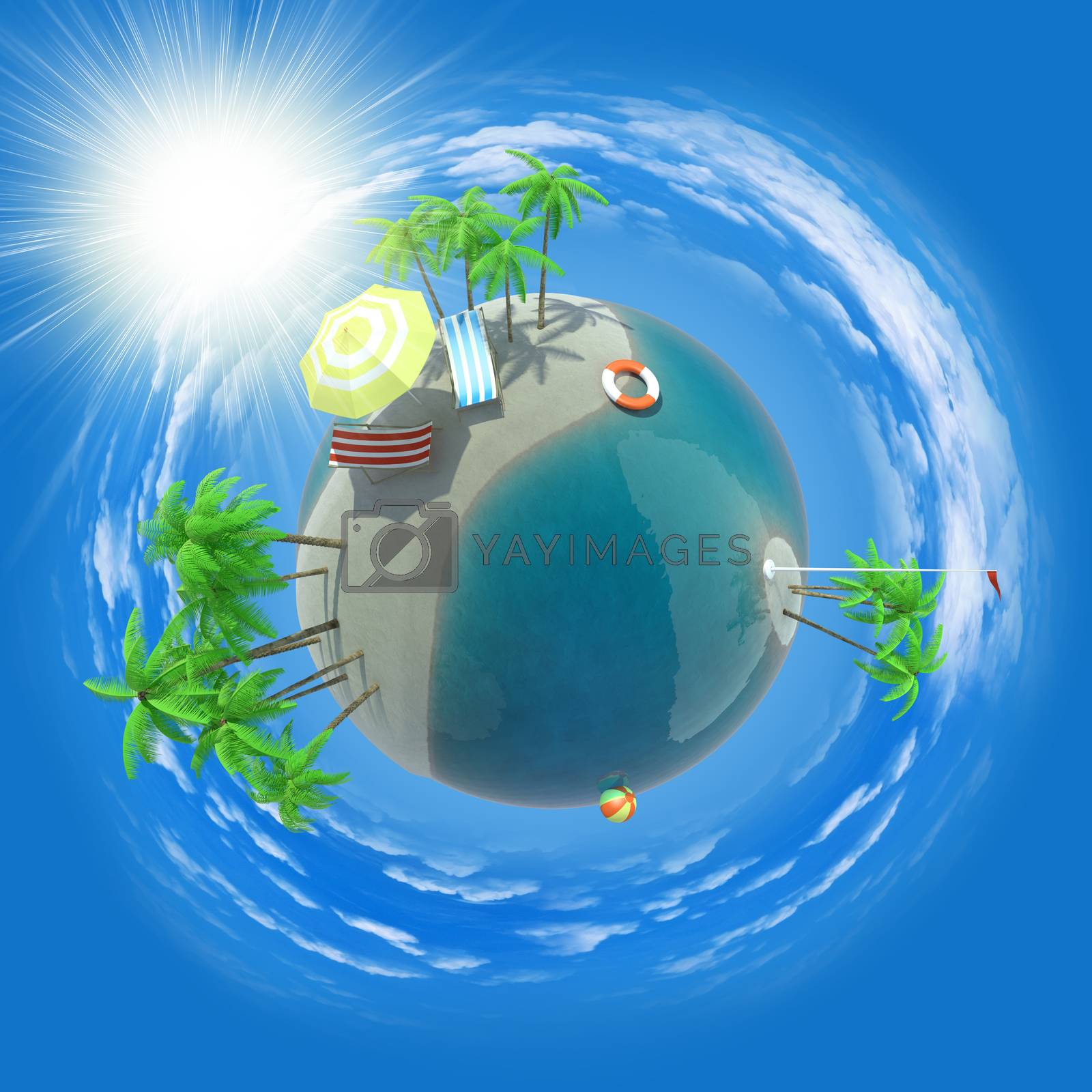 Royalty free image of Earth with beach and spotlight by cherezoff