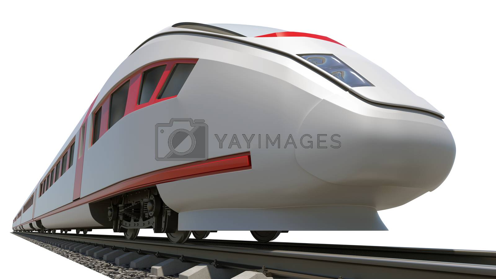 Royalty free image of Long train on white, bottom view by cherezoff