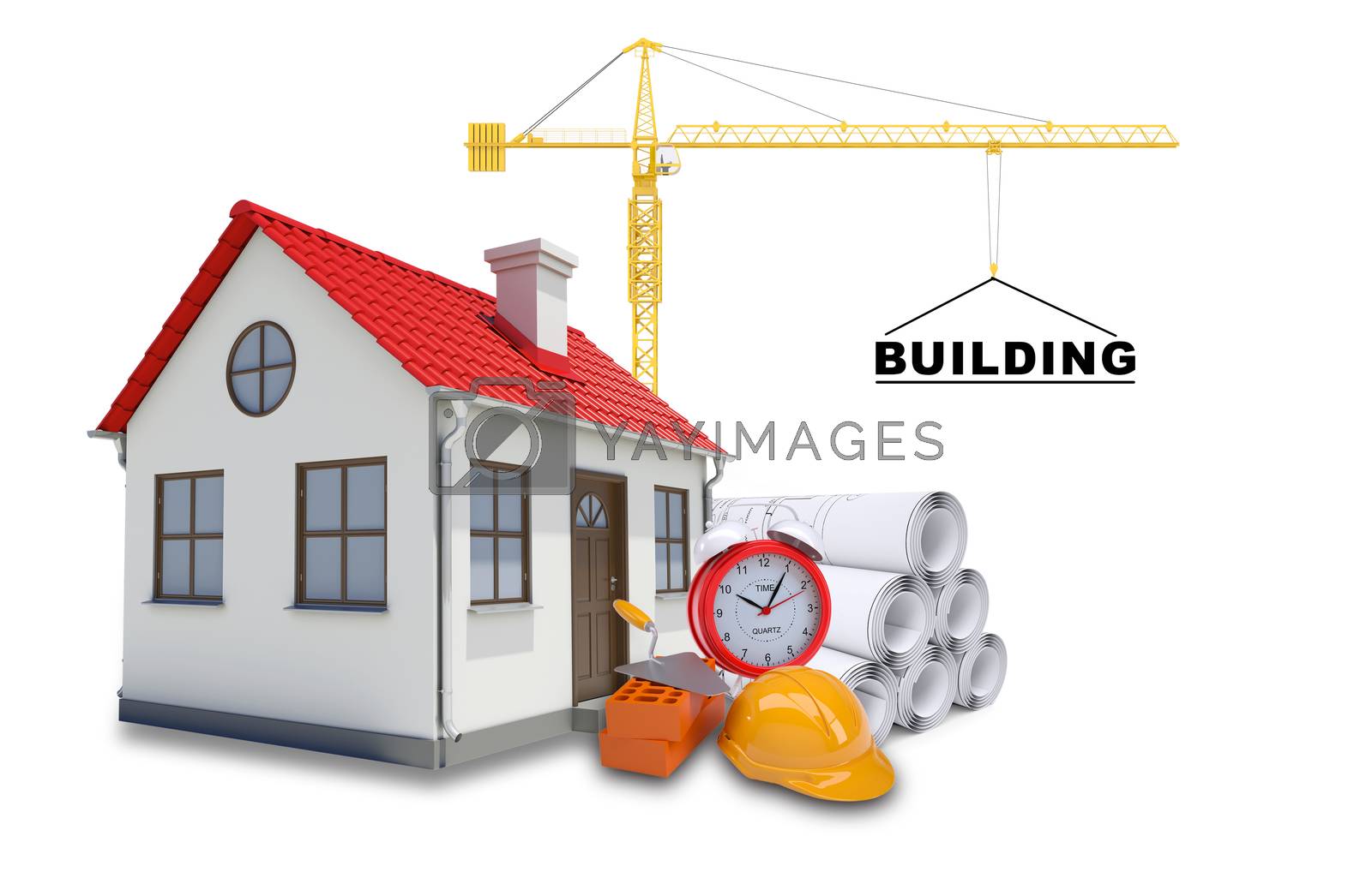 Royalty free image of Building crane with house by cherezoff