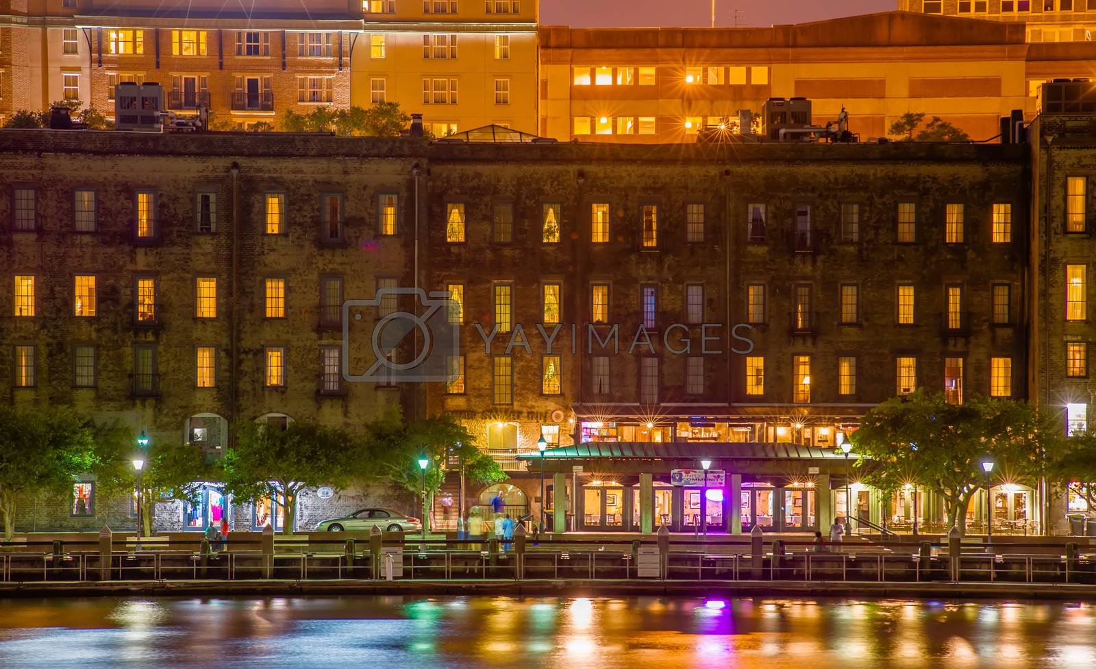 Royalty free image of River Street at Twilight in Savannah Georgia by digidreamgrafix