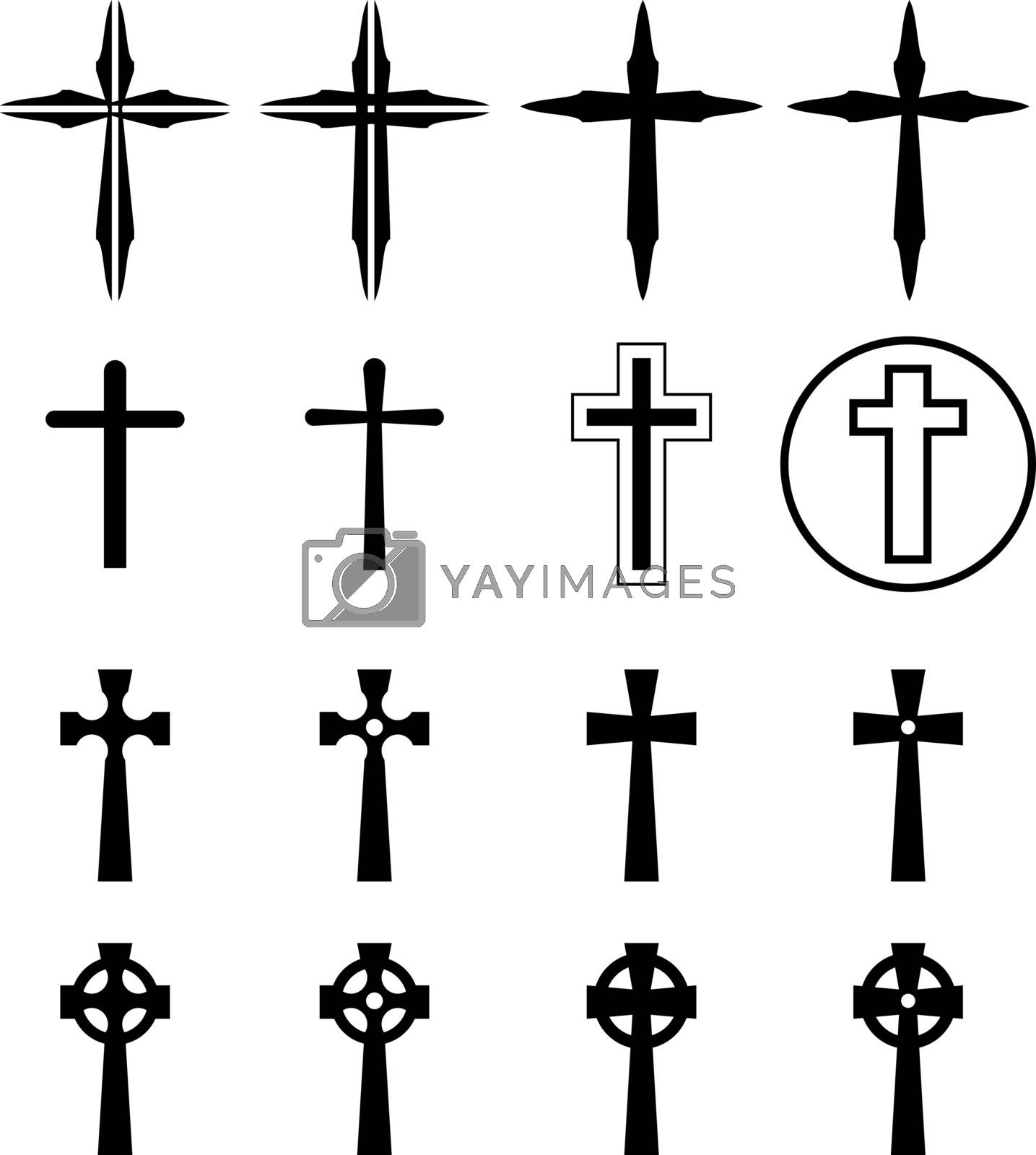 Royalty free image of Set of crucifix and cross silhouette in modern by jiaking1