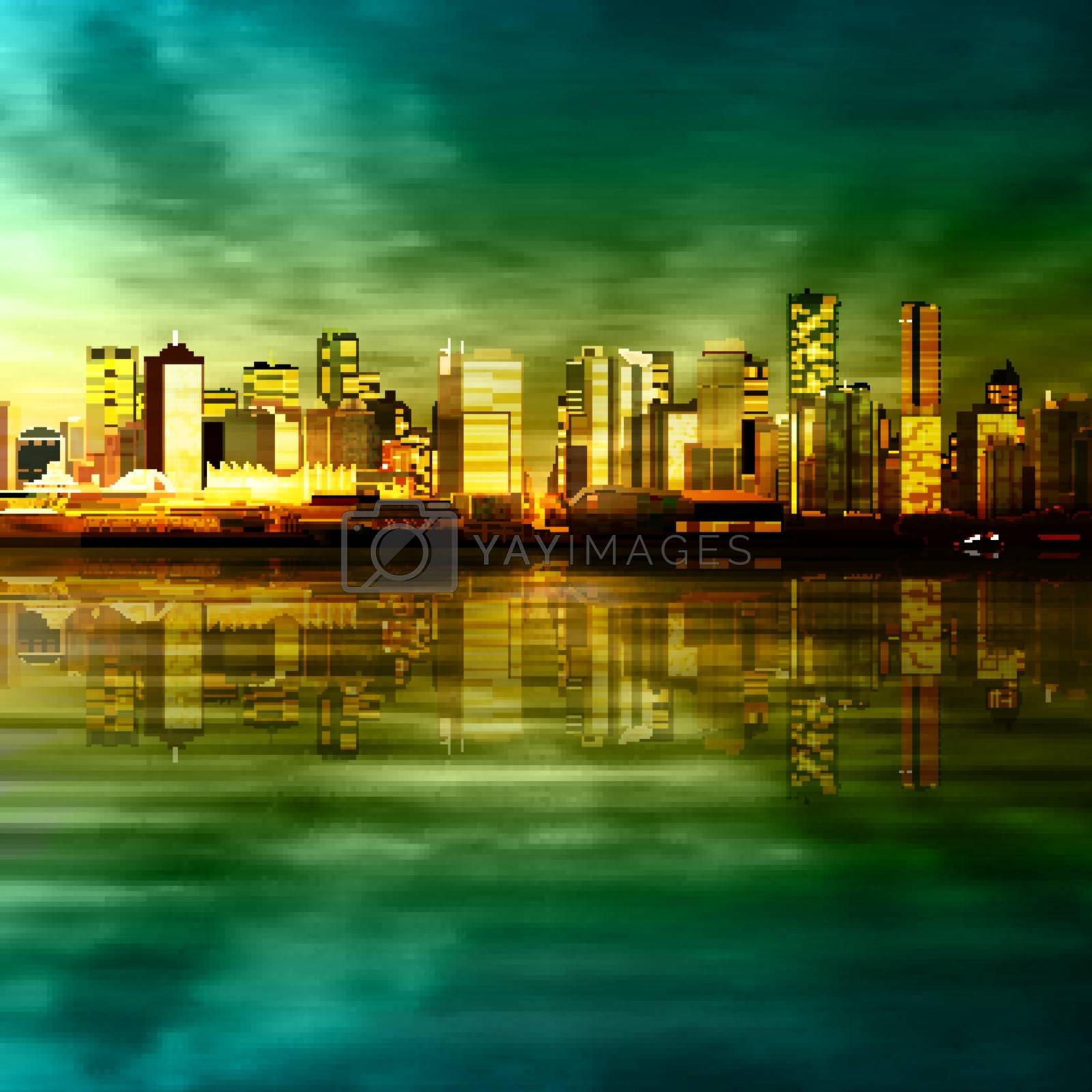Royalty free image of abstract background with panorama of vancouver by lem