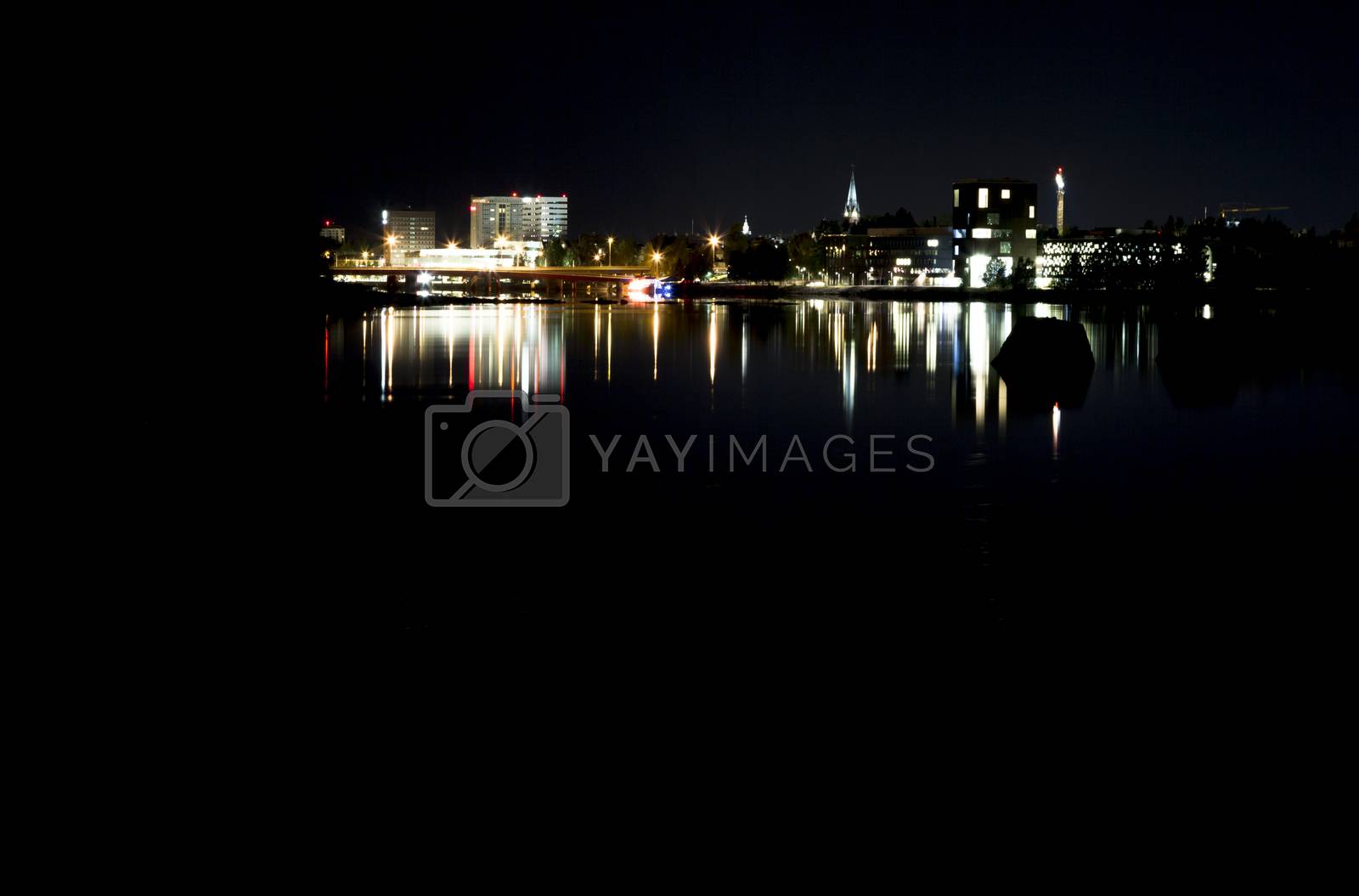 Royalty free image of Downtown Umeå, Sweden at Night by Emmoth