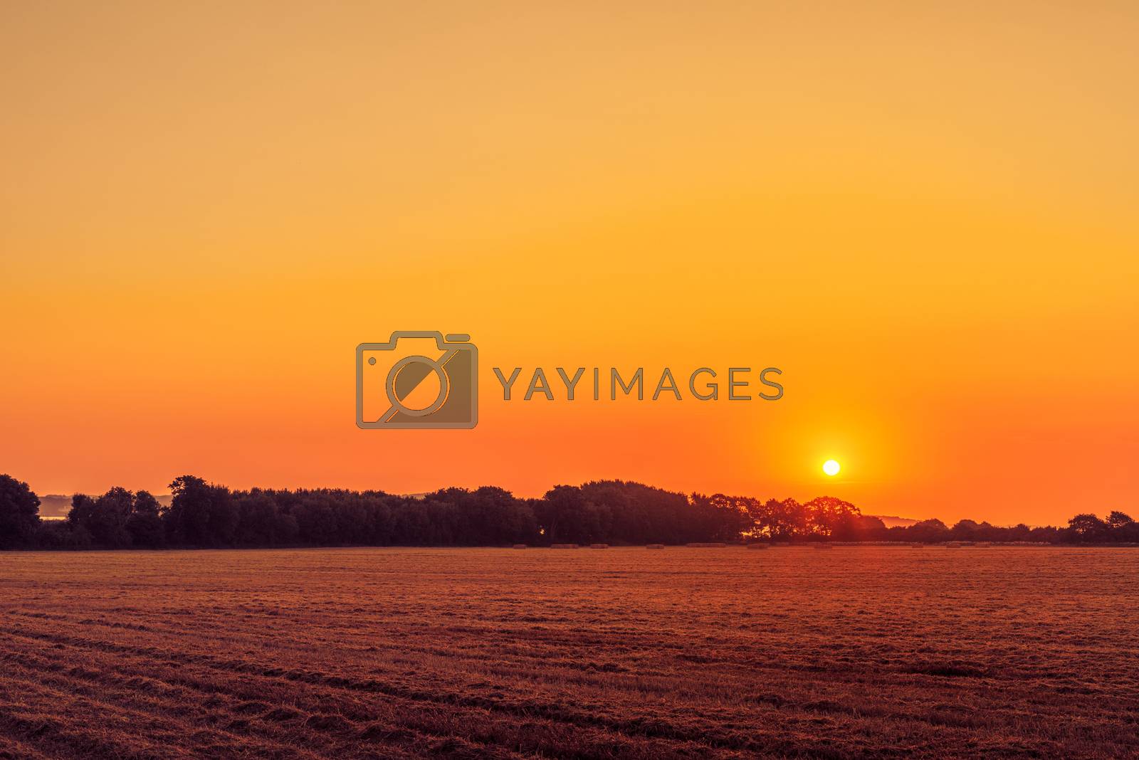 Beautiful sunrise in a countryside landscape an early morning