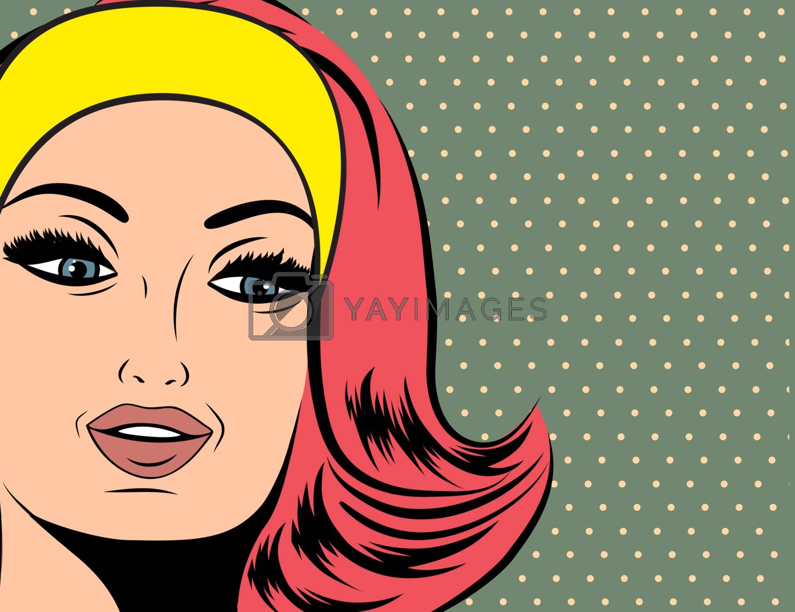 Royalty free image of Pop Art illustration of girl with red hair by balasoiu