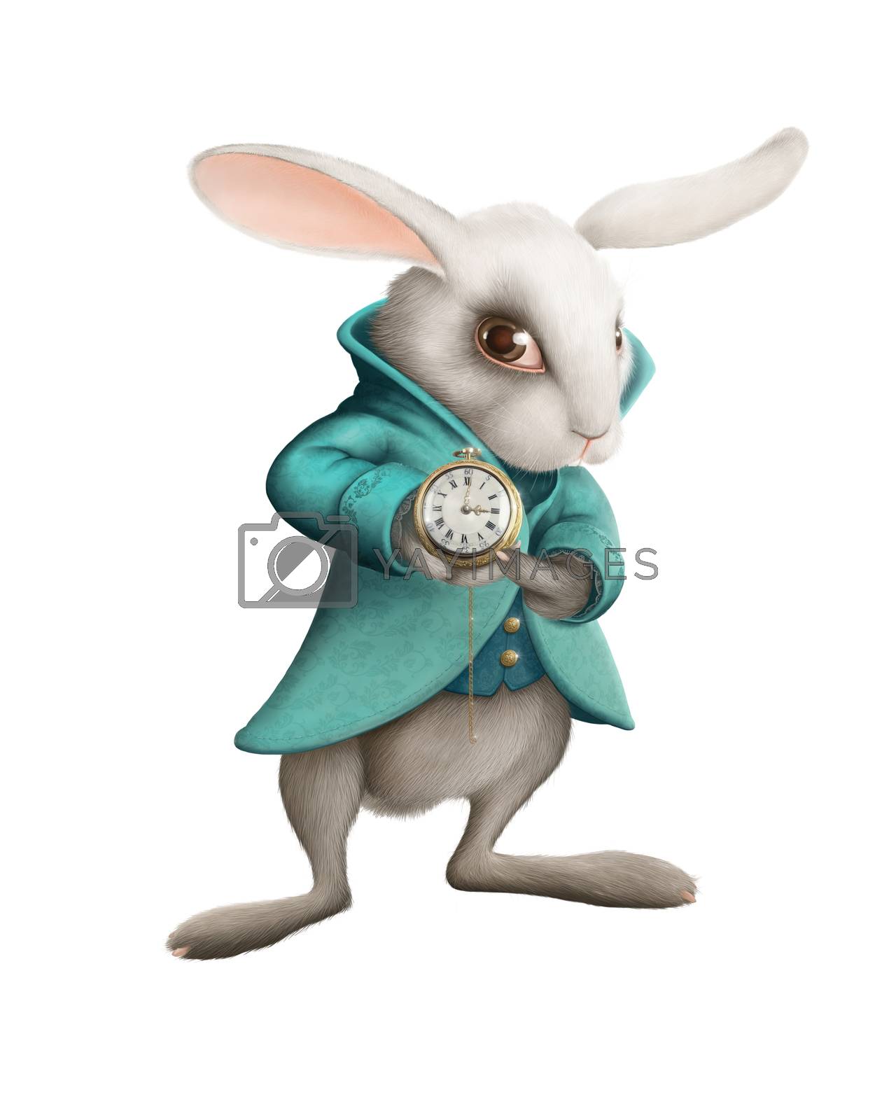 Royalty free image of white rabbit with clock by jordygraph