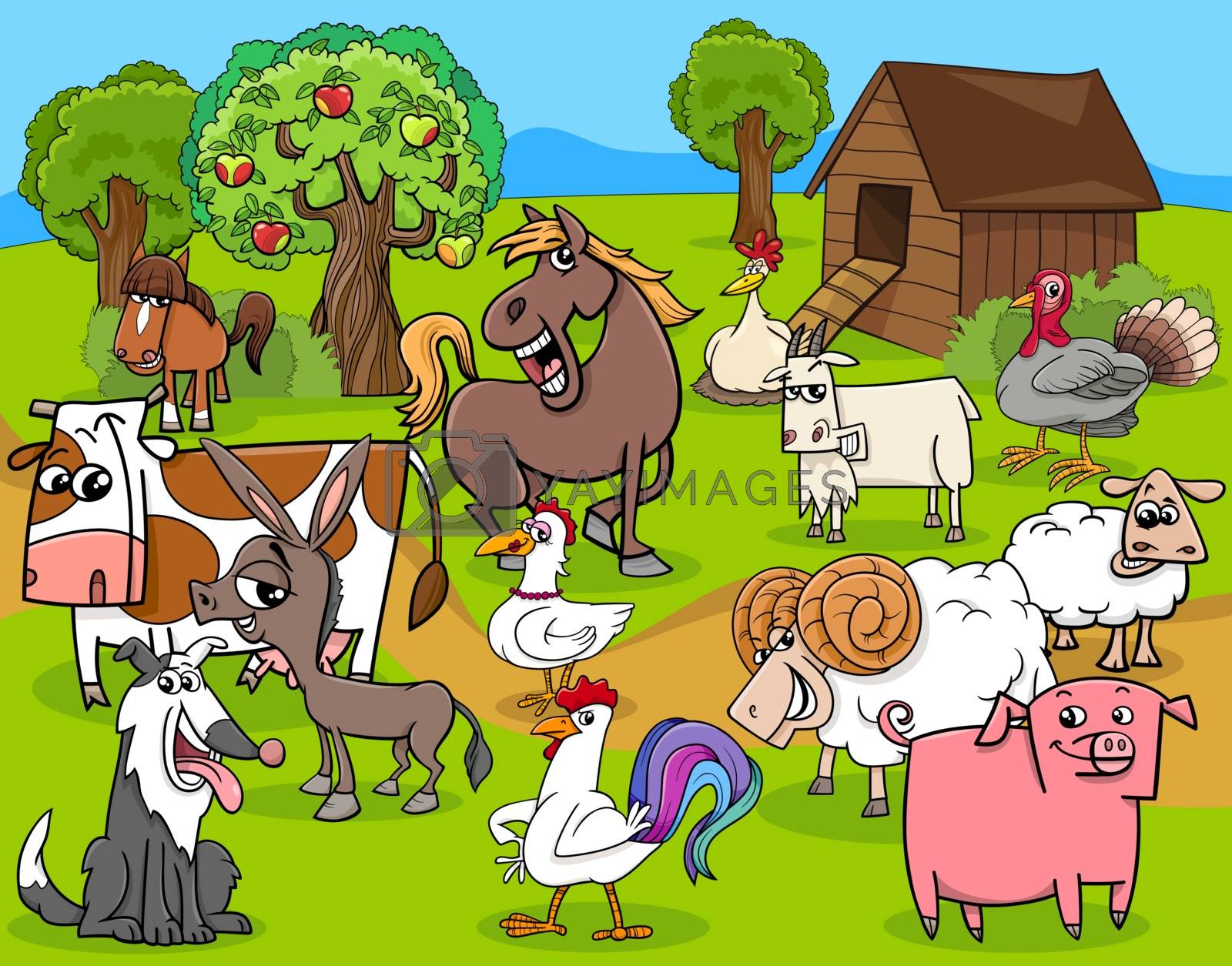 Royalty Free Vector | farm animals group cartoon by izakowski