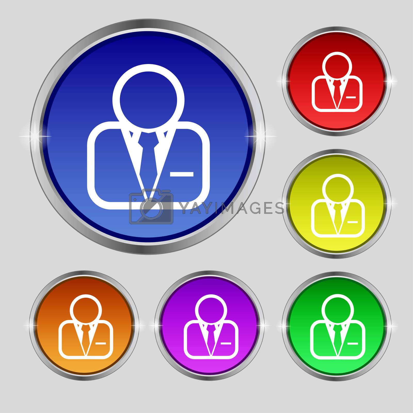 Royalty free image of Avatar icon sign. Round symbol on bright colourful buttons.  by serhii_lohvyniuk