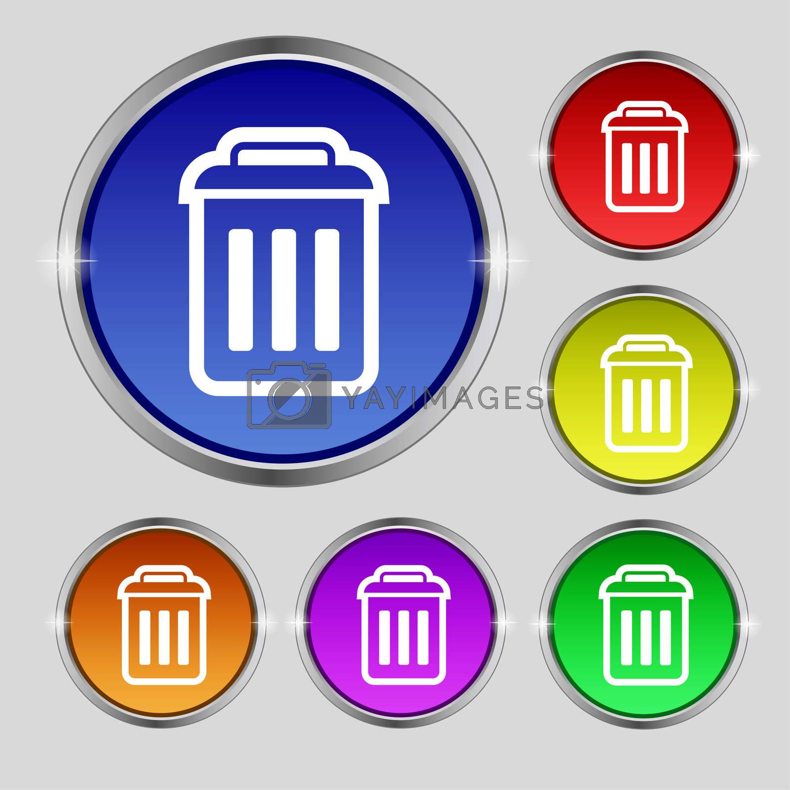 Royalty free image of the trash icon sign. Round symbol on bright colourful buttons.  by serhii_lohvyniuk