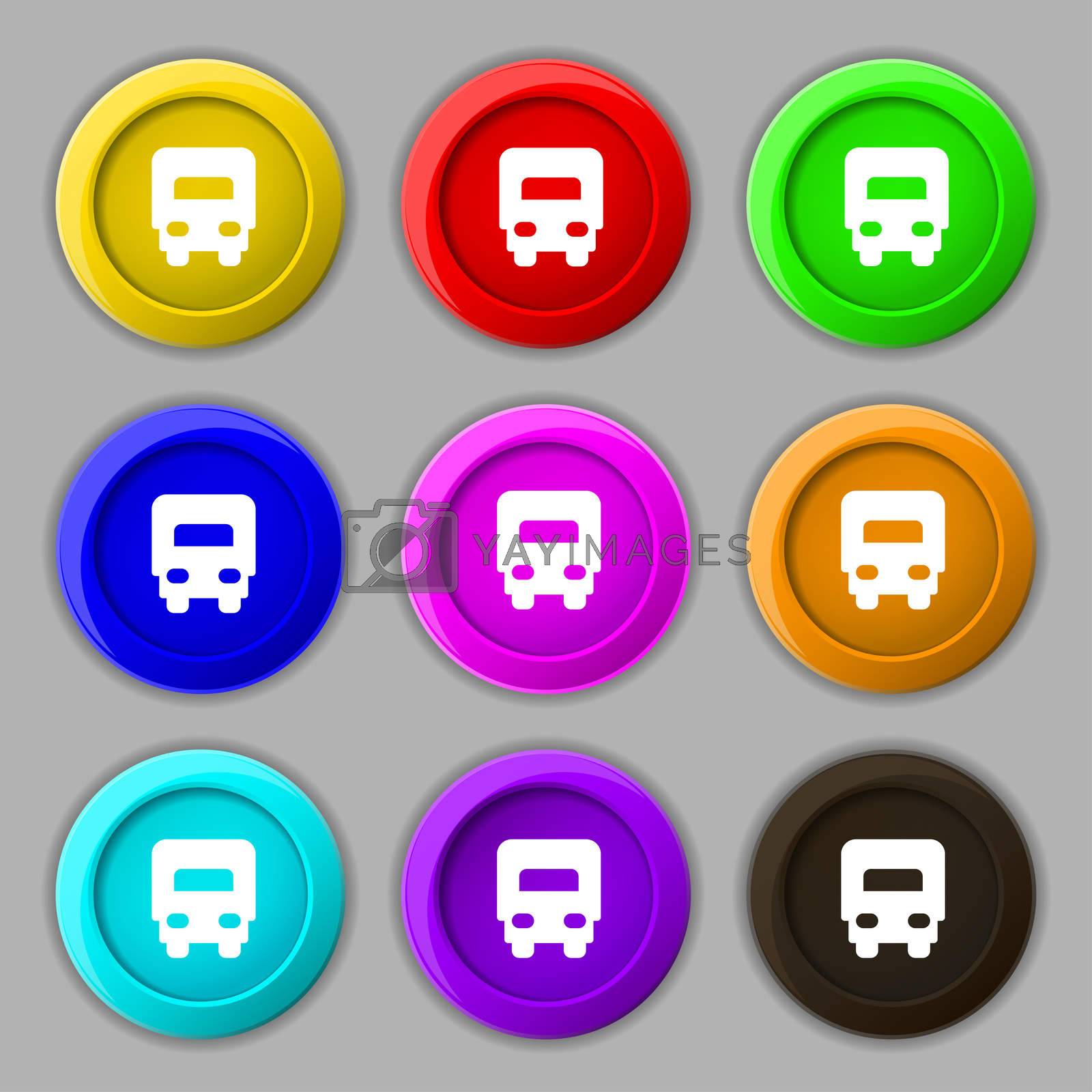 Royalty free image of Delivery truck icon sign. symbol on nine round colourful buttons.  by serhii_lohvyniuk